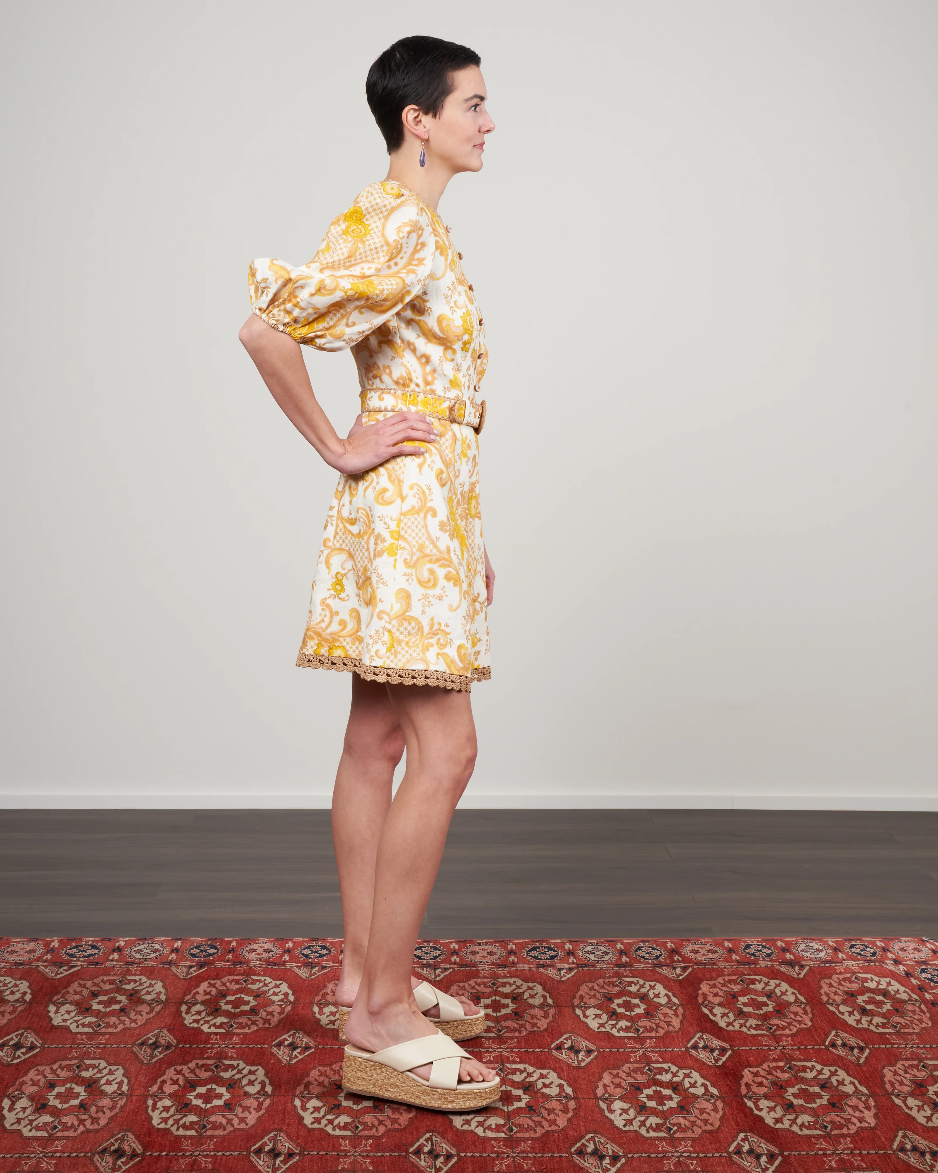 postcard mini dress - swirl floral yellow - Image 2