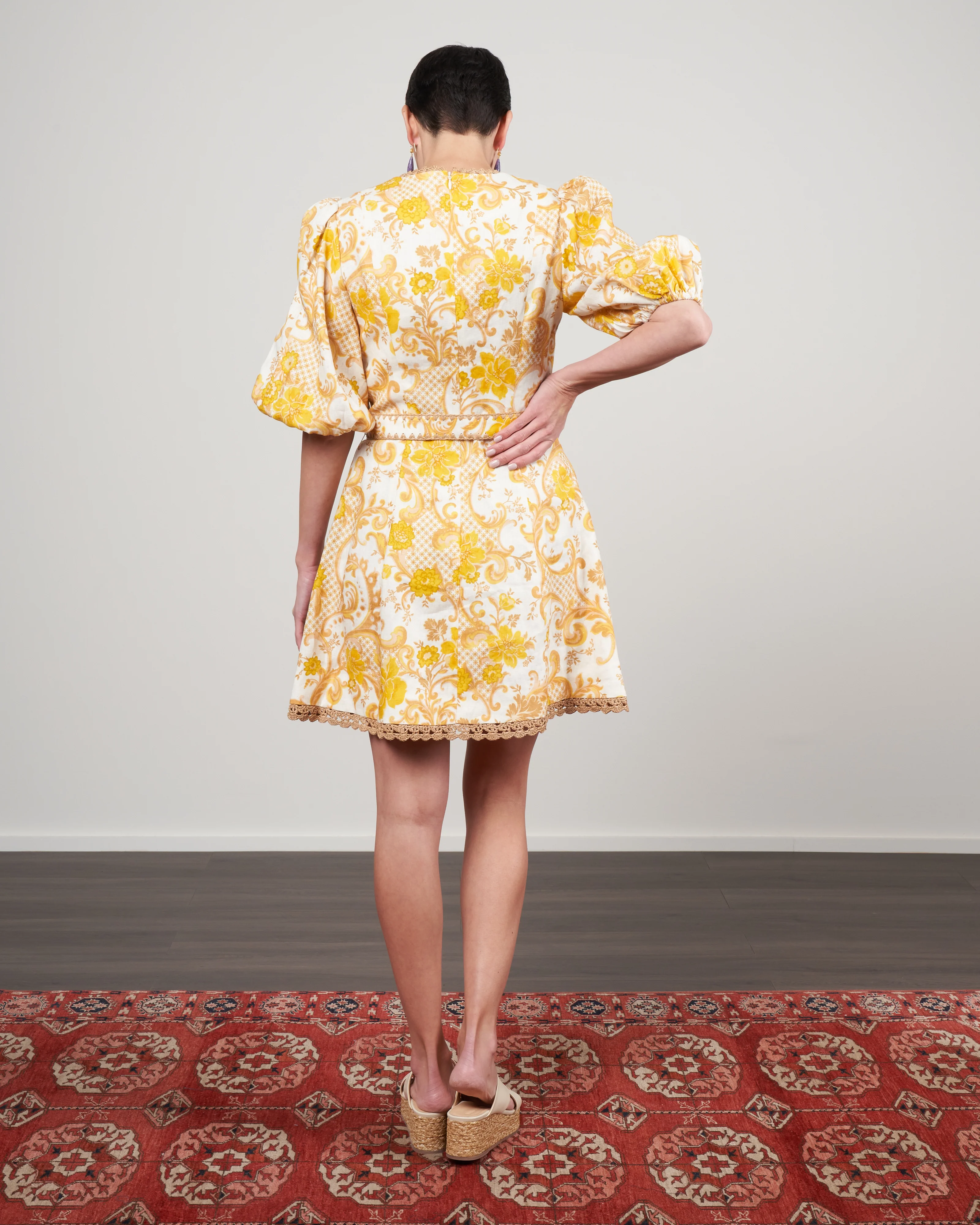 postcard mini dress - swirl floral yellow - Image 3