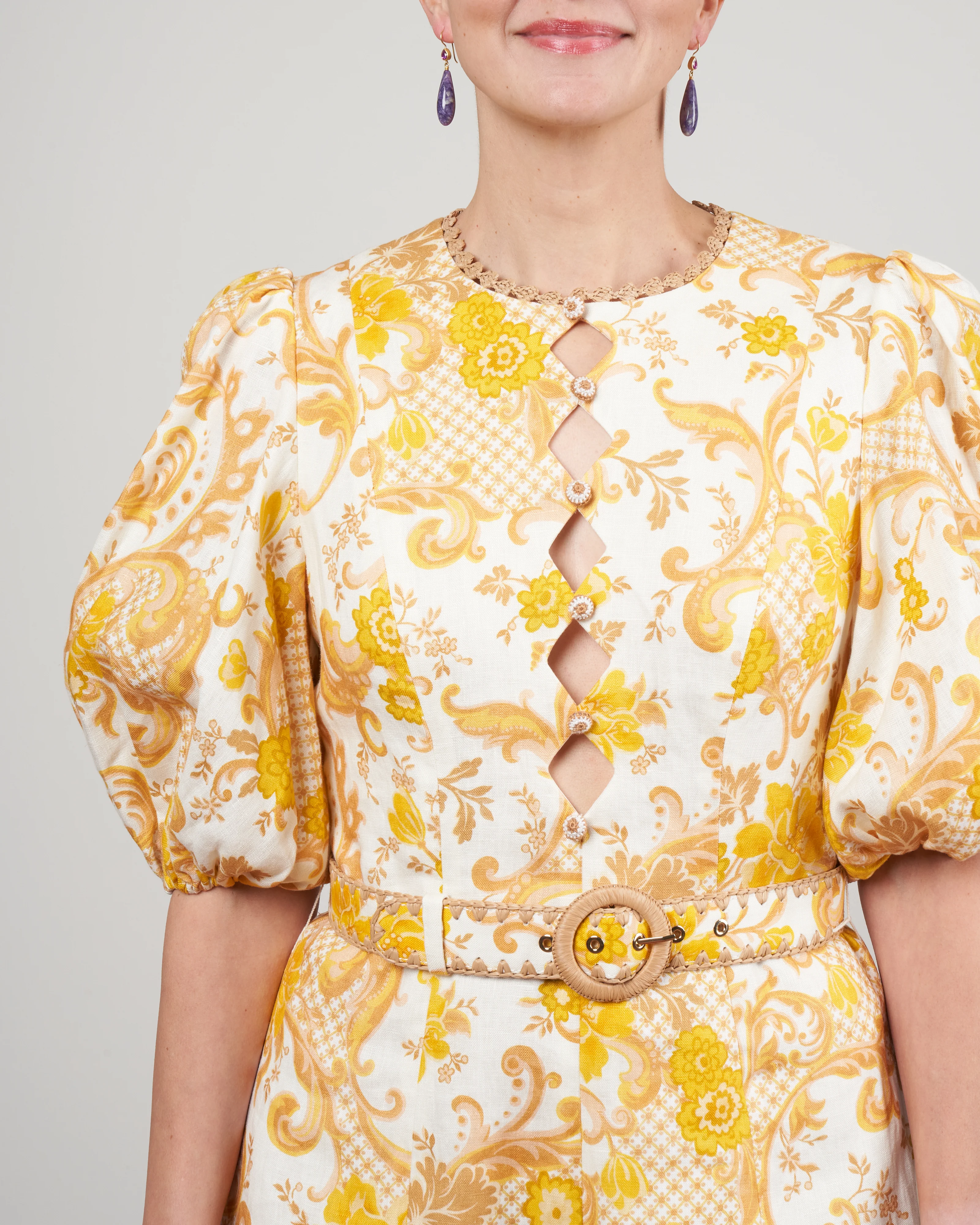 postcard mini dress - swirl floral yellow - Image 4