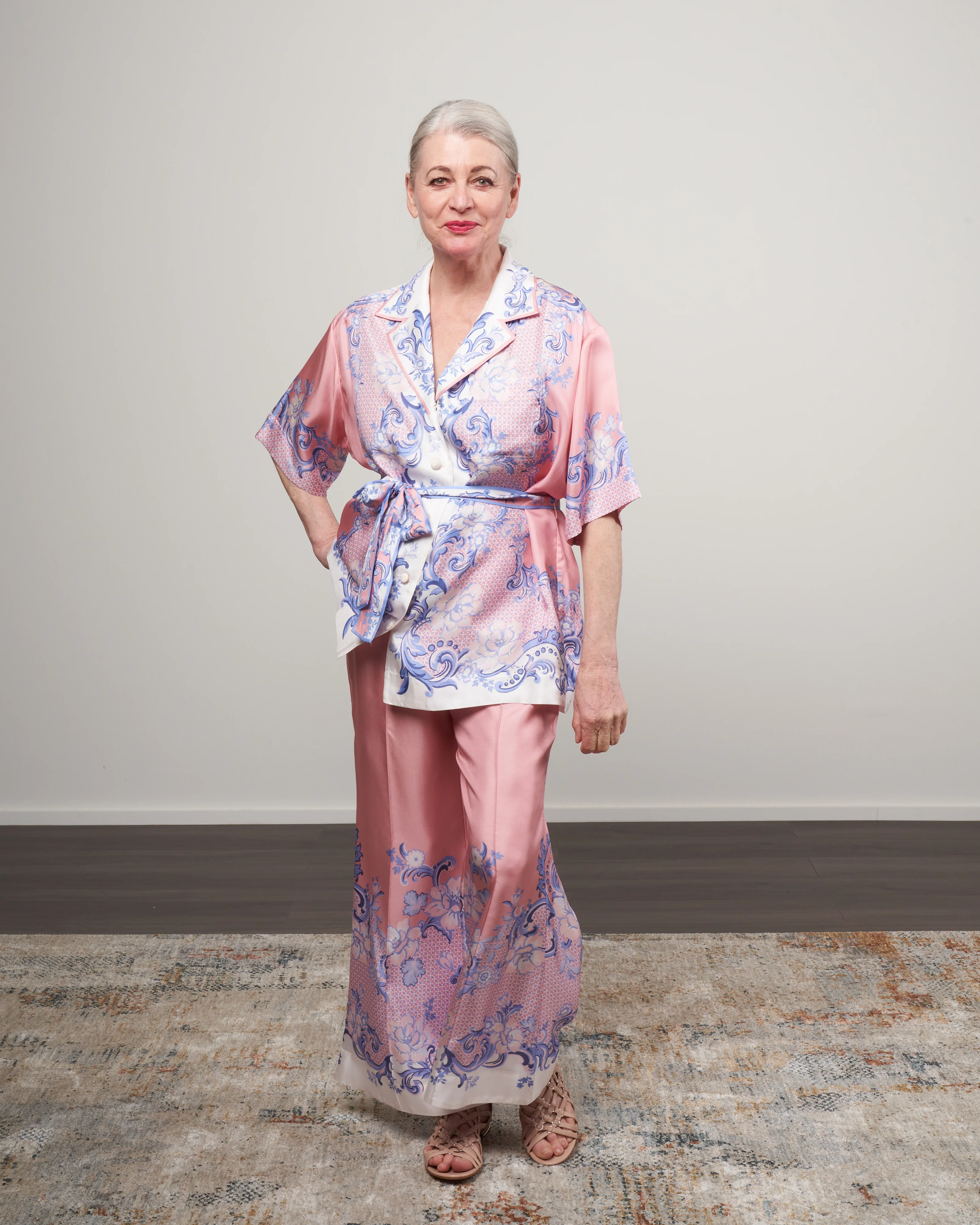 postcard oversize shirt - swirl floral coral - Image 2