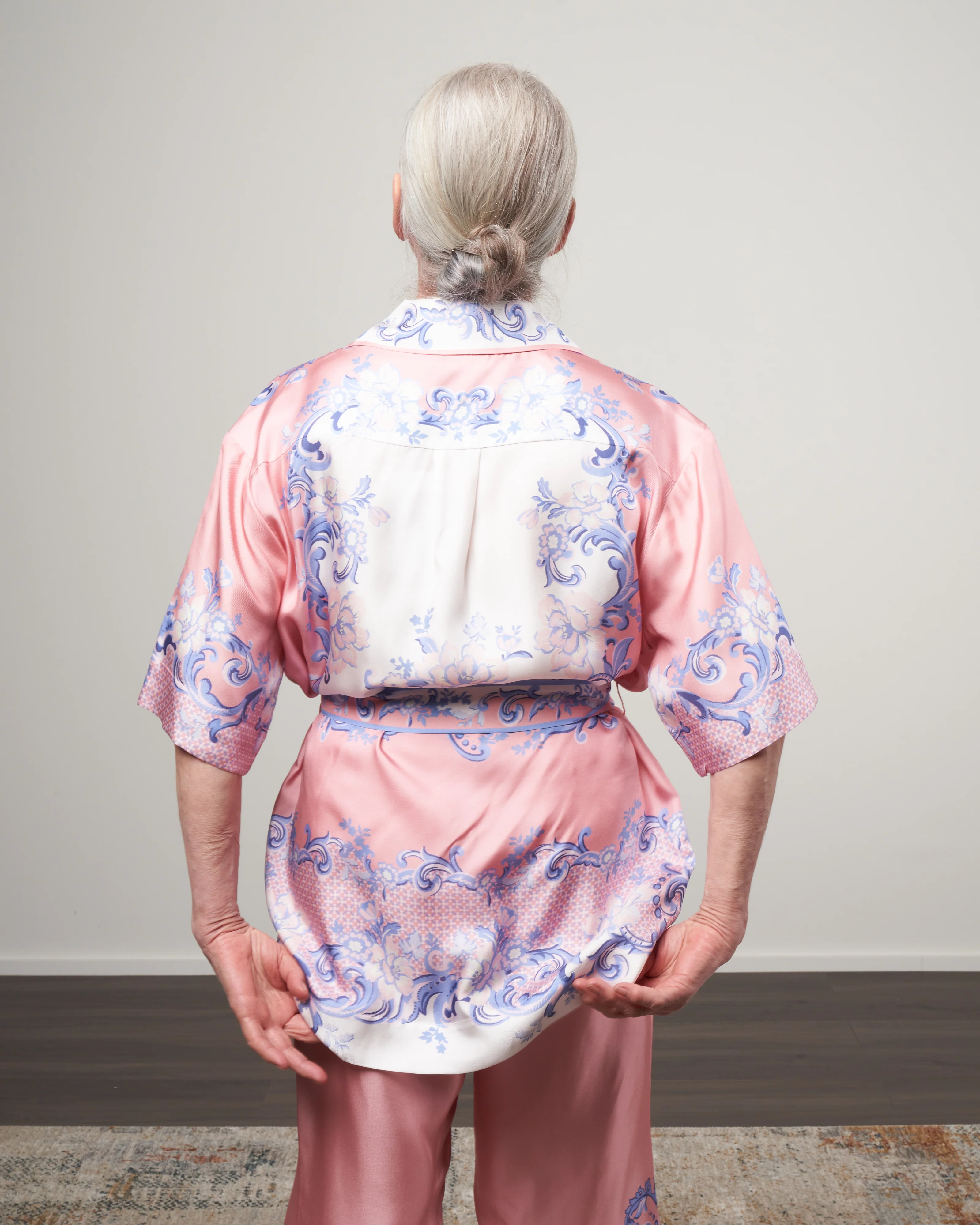 postcard oversize shirt - swirl floral coral - Image 4