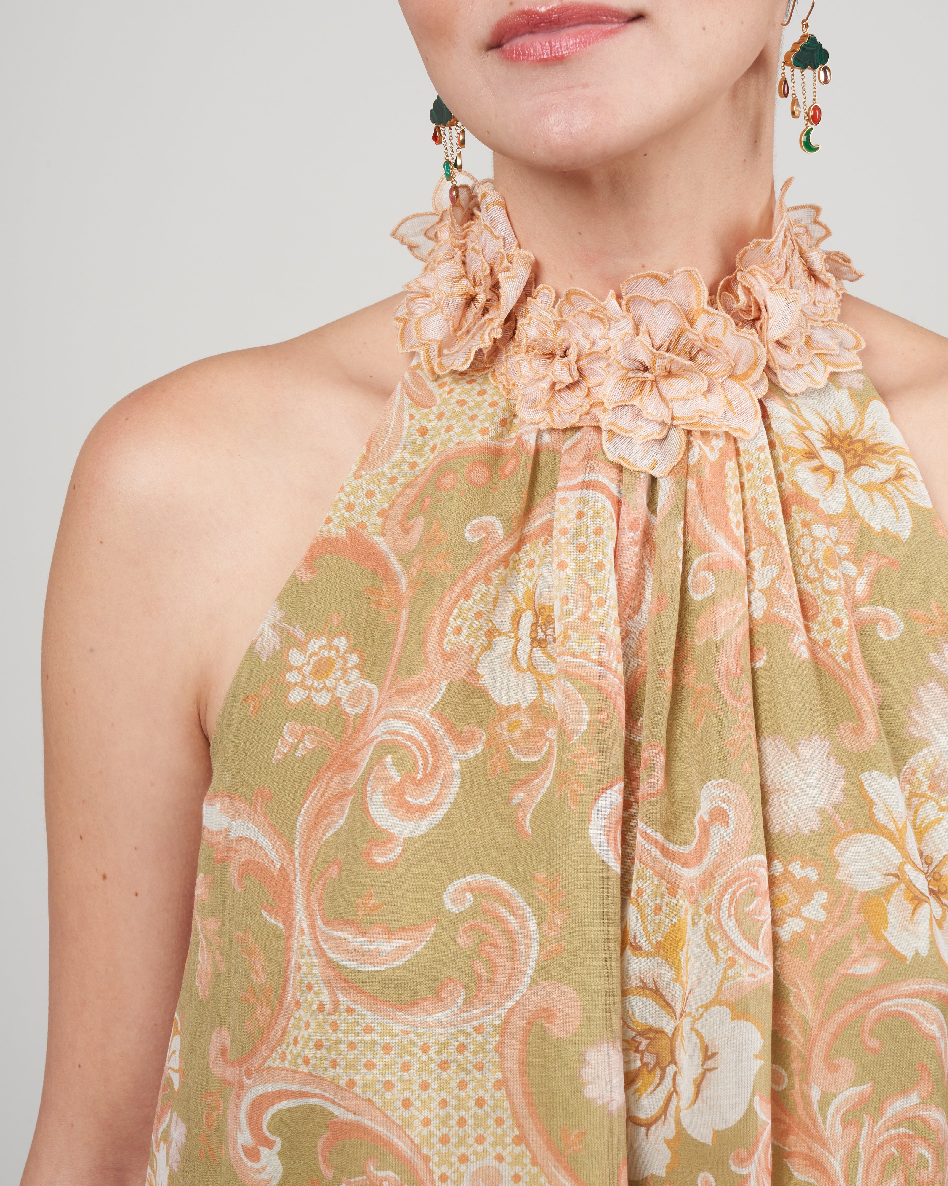 postcard sleeveless blouse - swirl floral sage - Image 5
