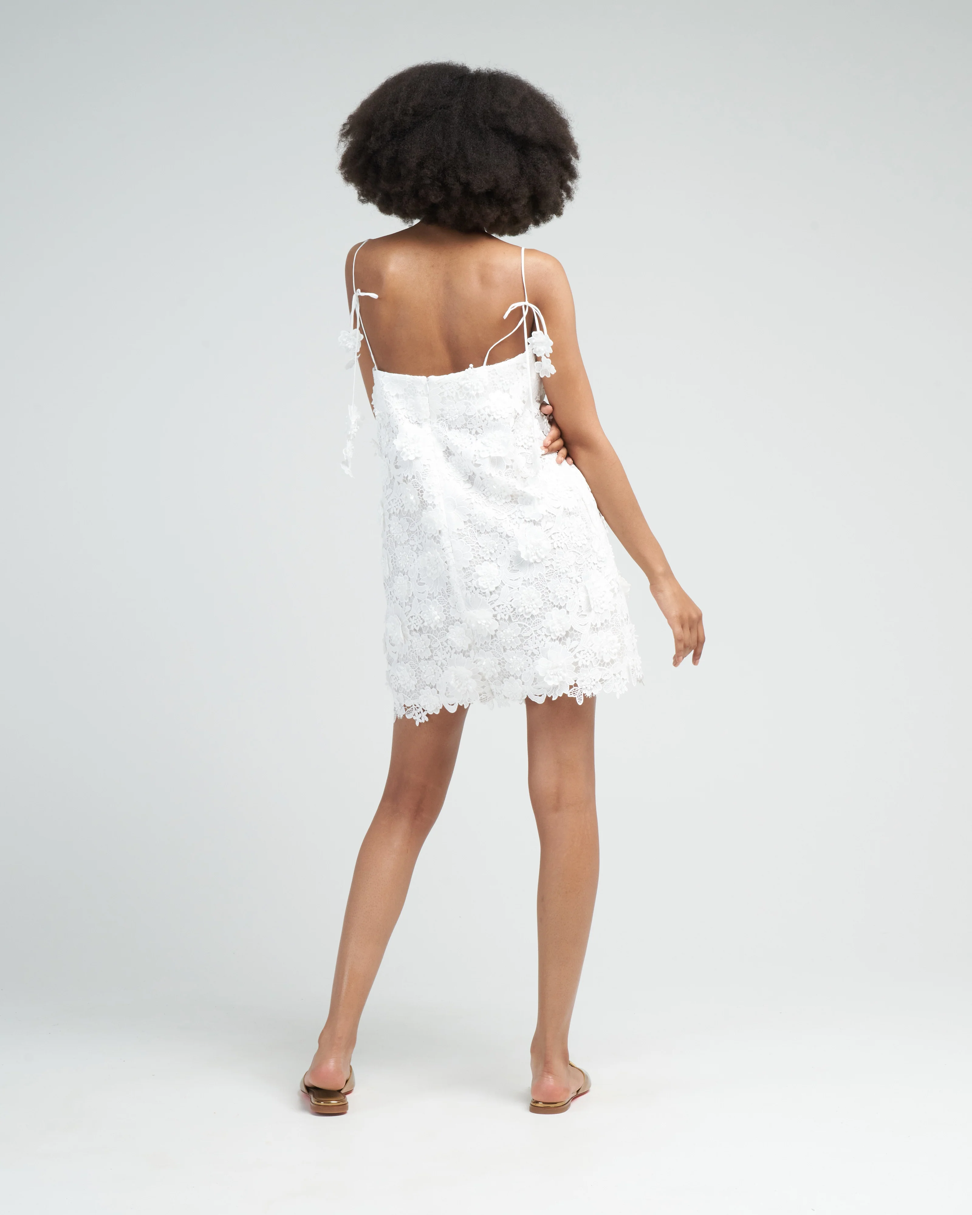 raie lace flower mini dress - ivory - Image 4