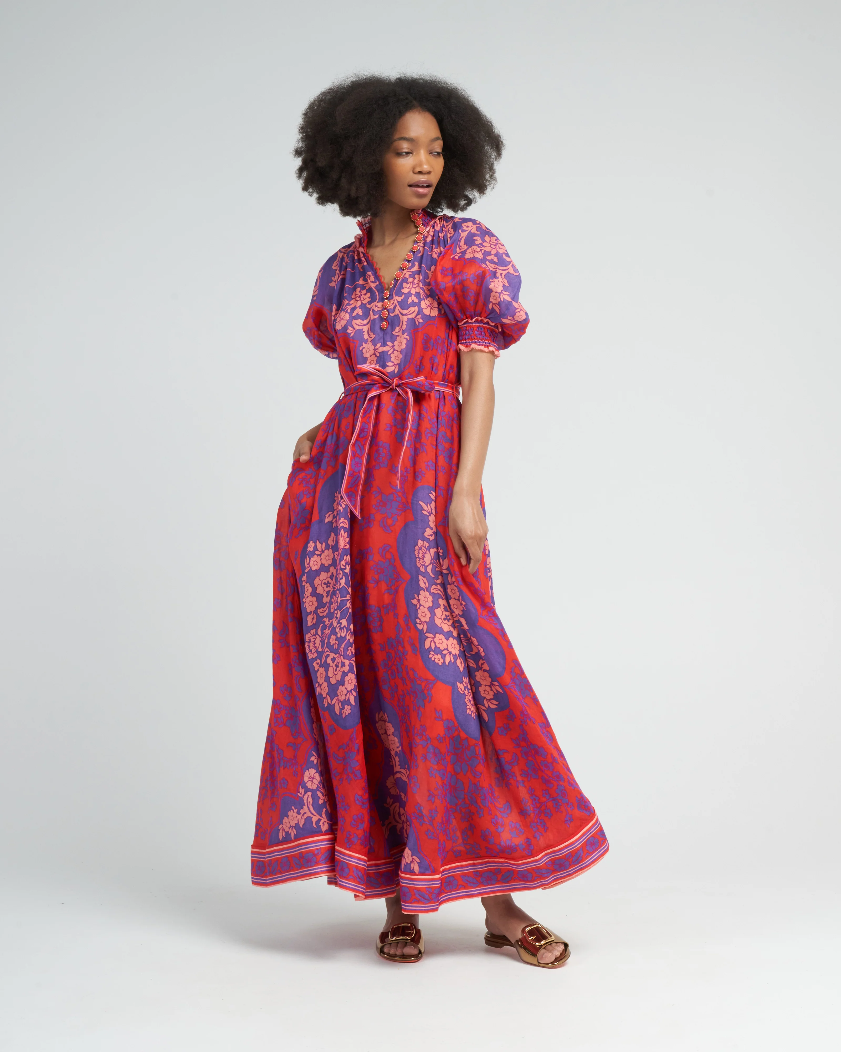 raie swing maxi dress - purple/red floral - Image 2