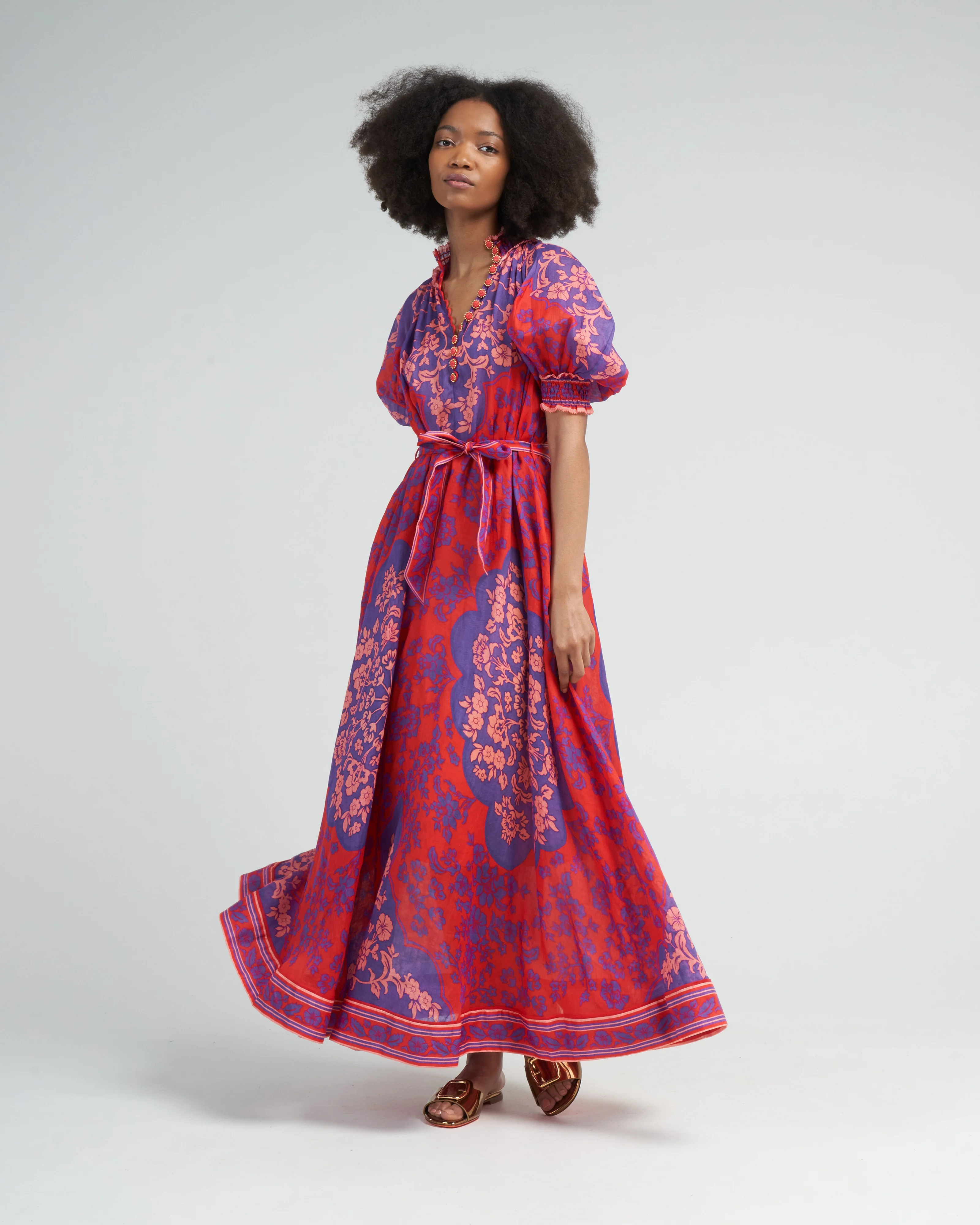 raie swing maxi dress - purple/red floral - Image 3