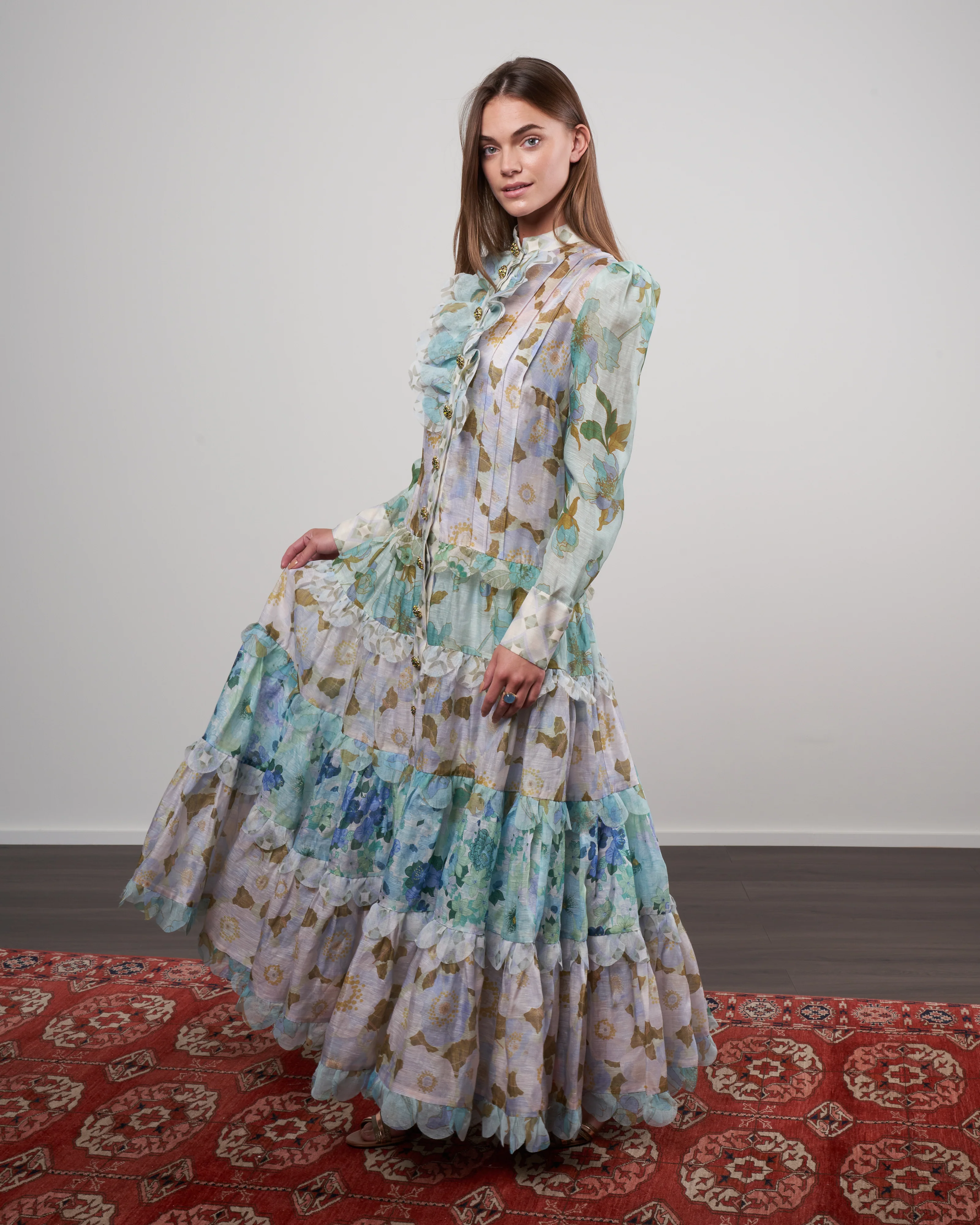rhythm scalloped dress - mint mixed print - Image 2