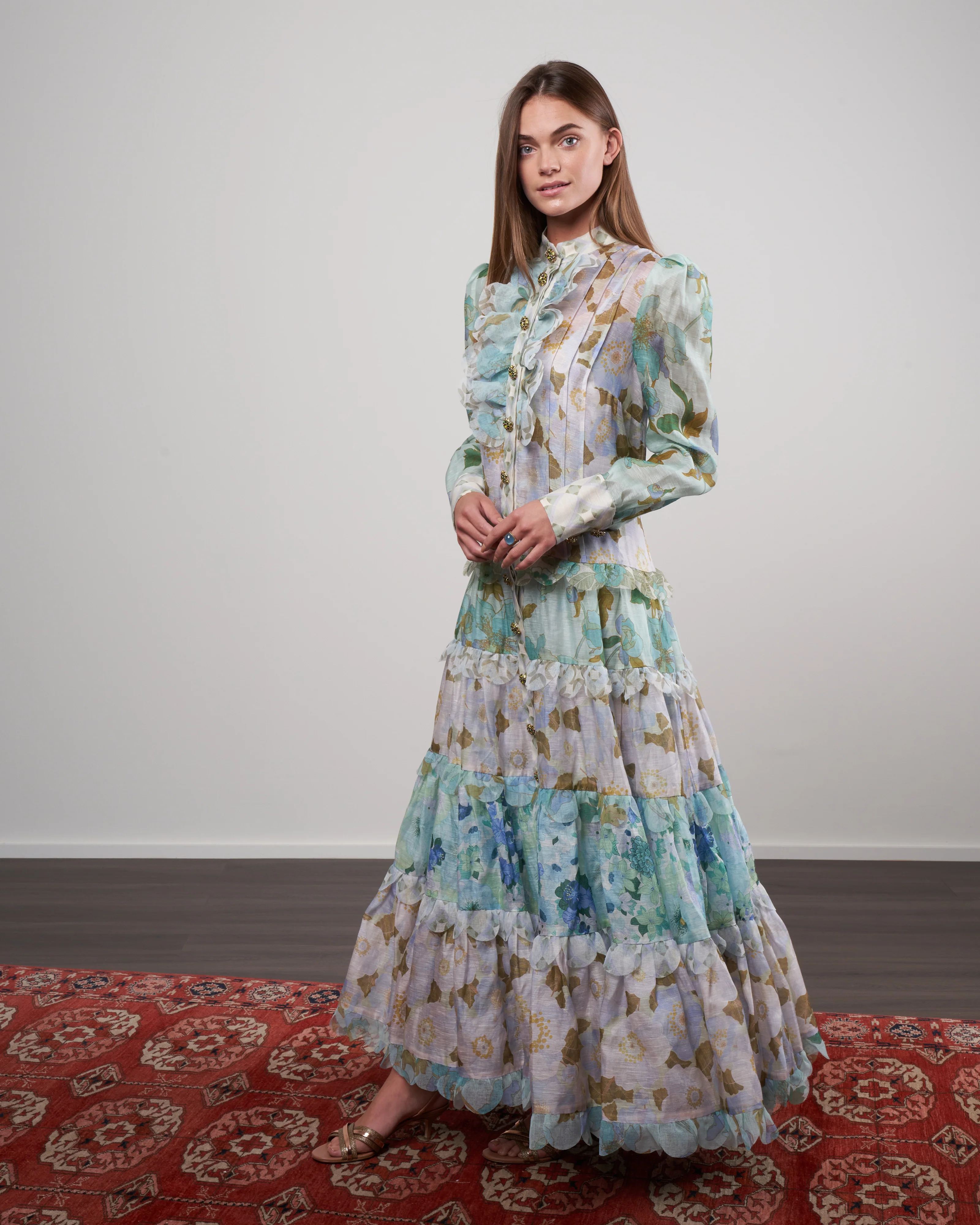 rhythm scalloped dress - mint mixed print - Image 3