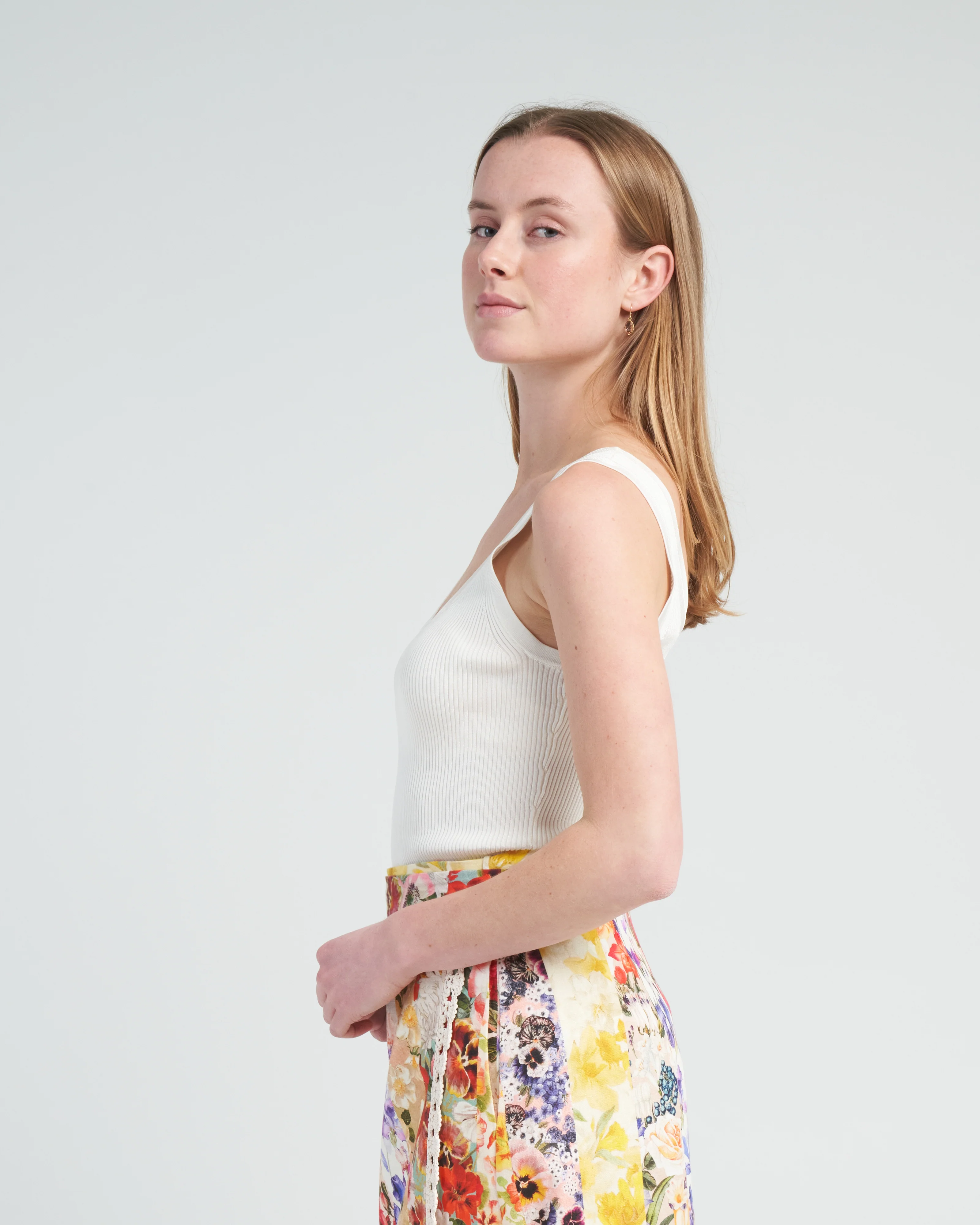 rib scoop neck tank - parchment - Image 3