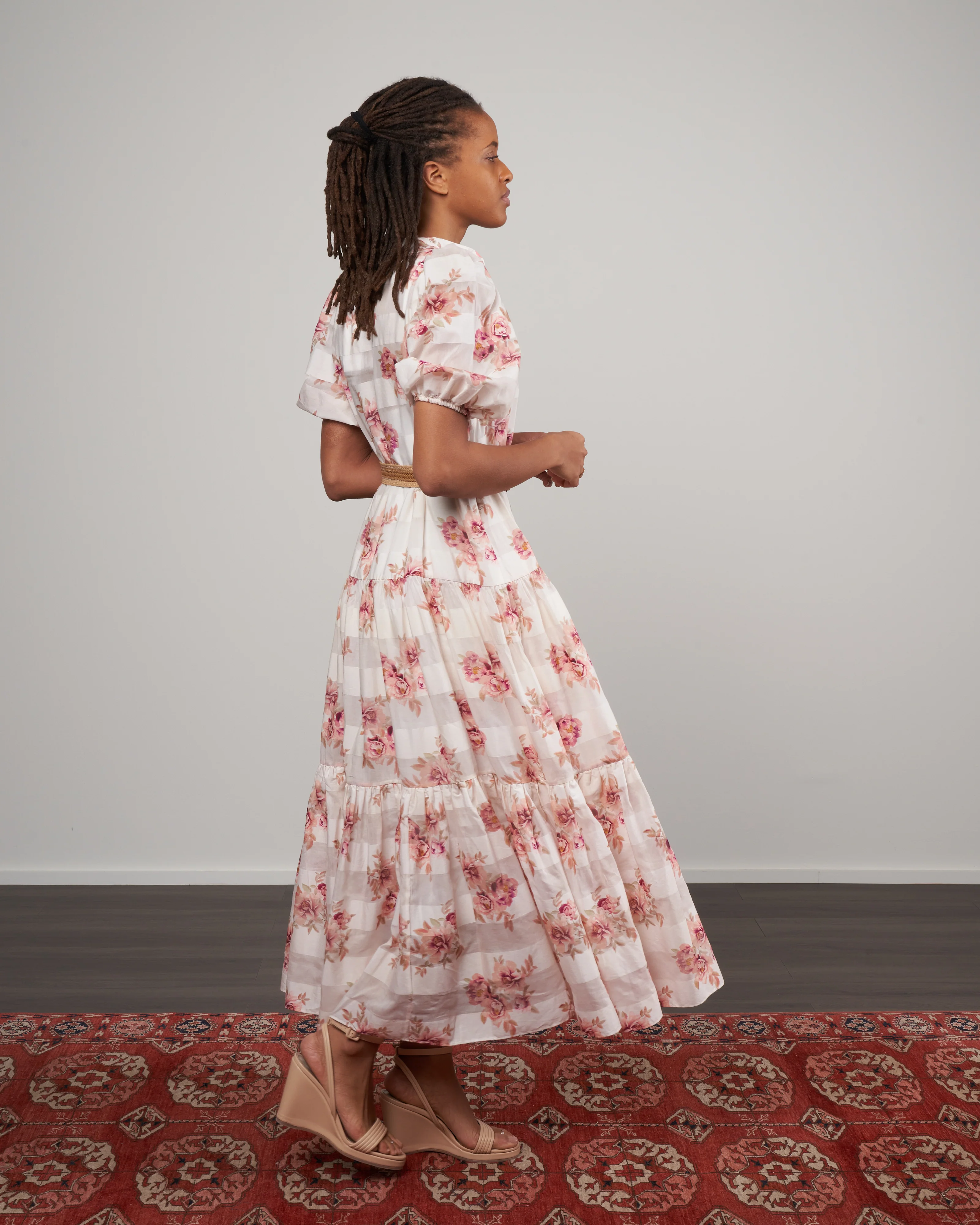 rosa striped midi dress - pink rose - Image 2