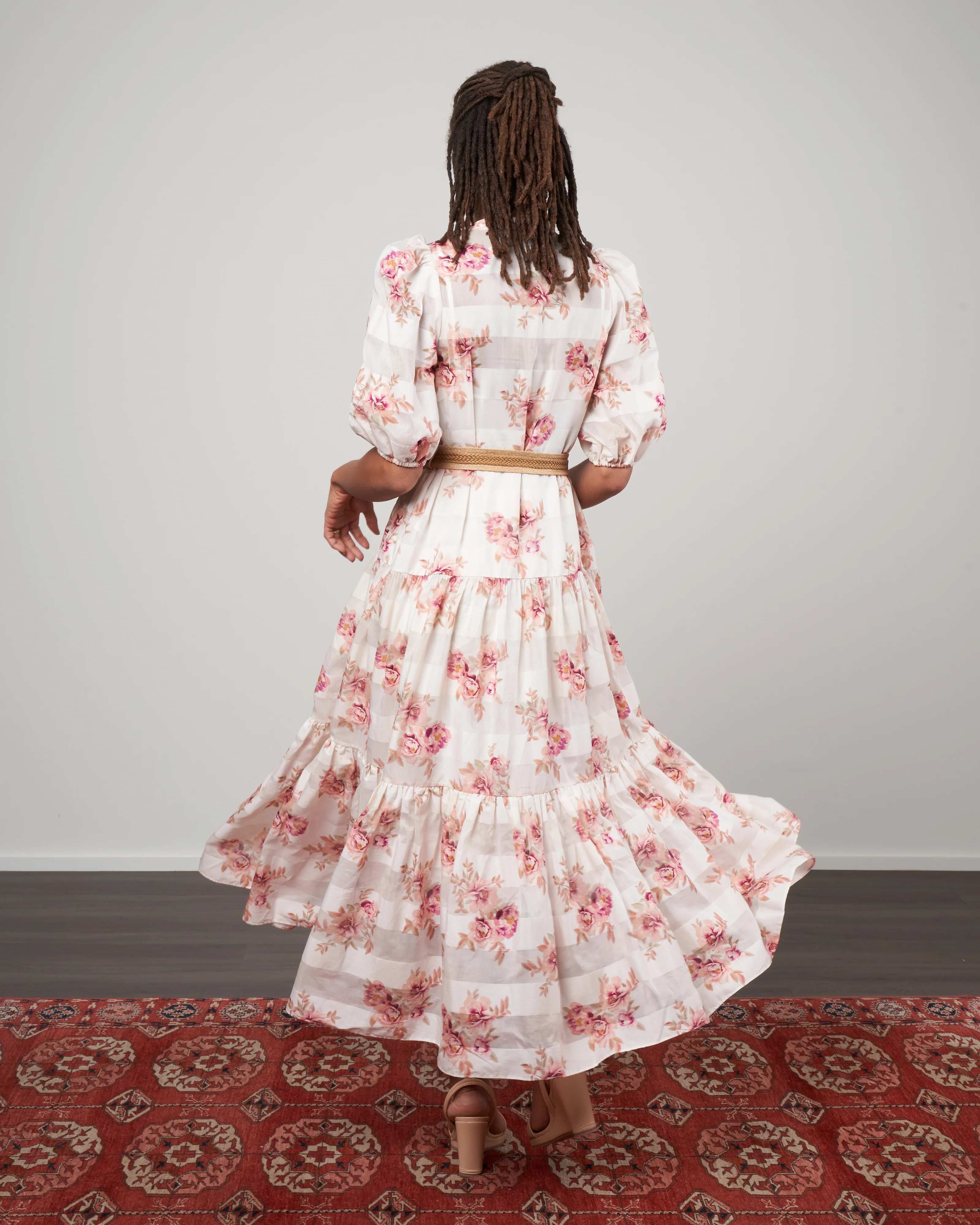 rosa striped midi dress - pink rose - Image 3