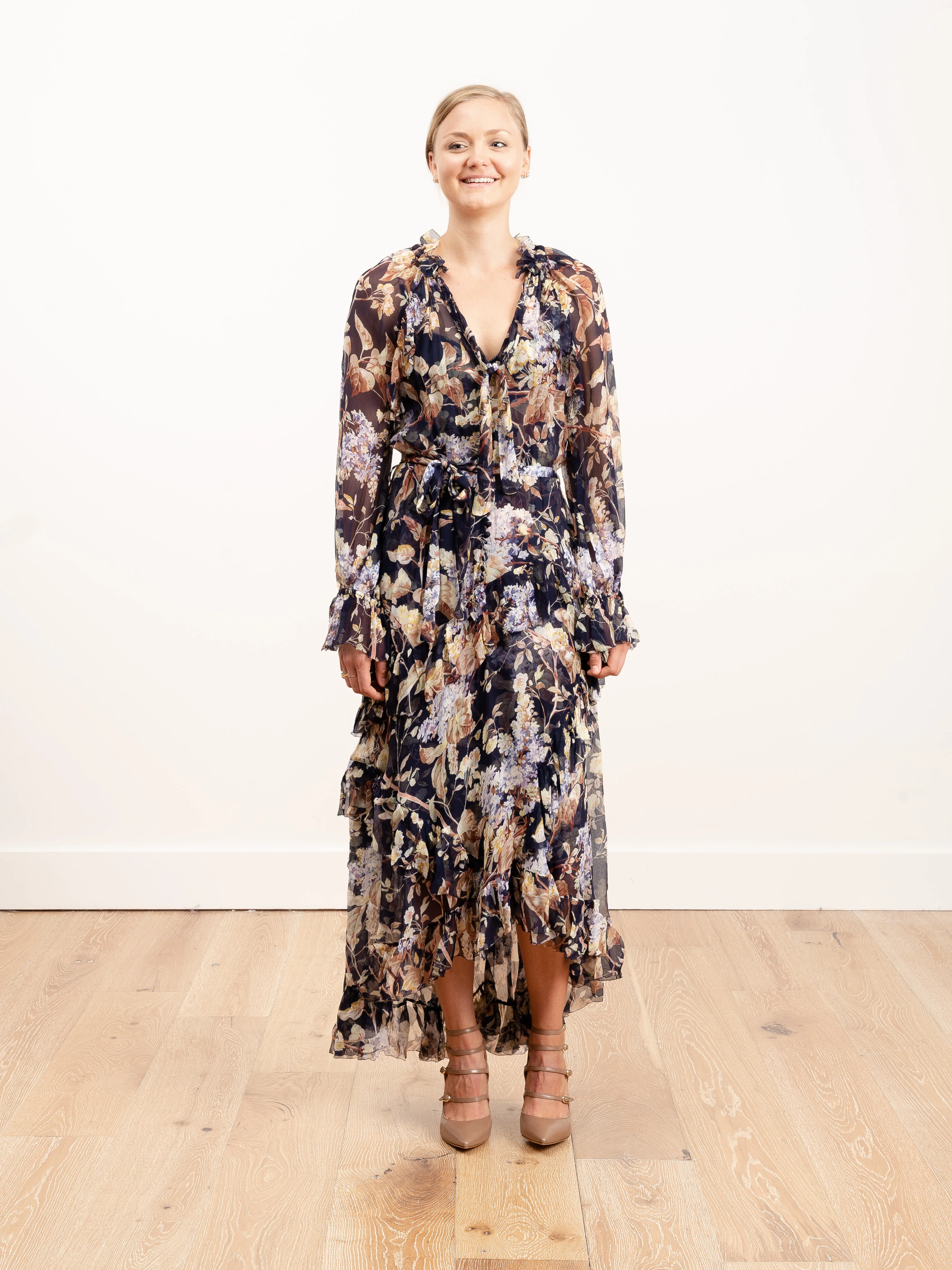 sabotage ruffle midi dress