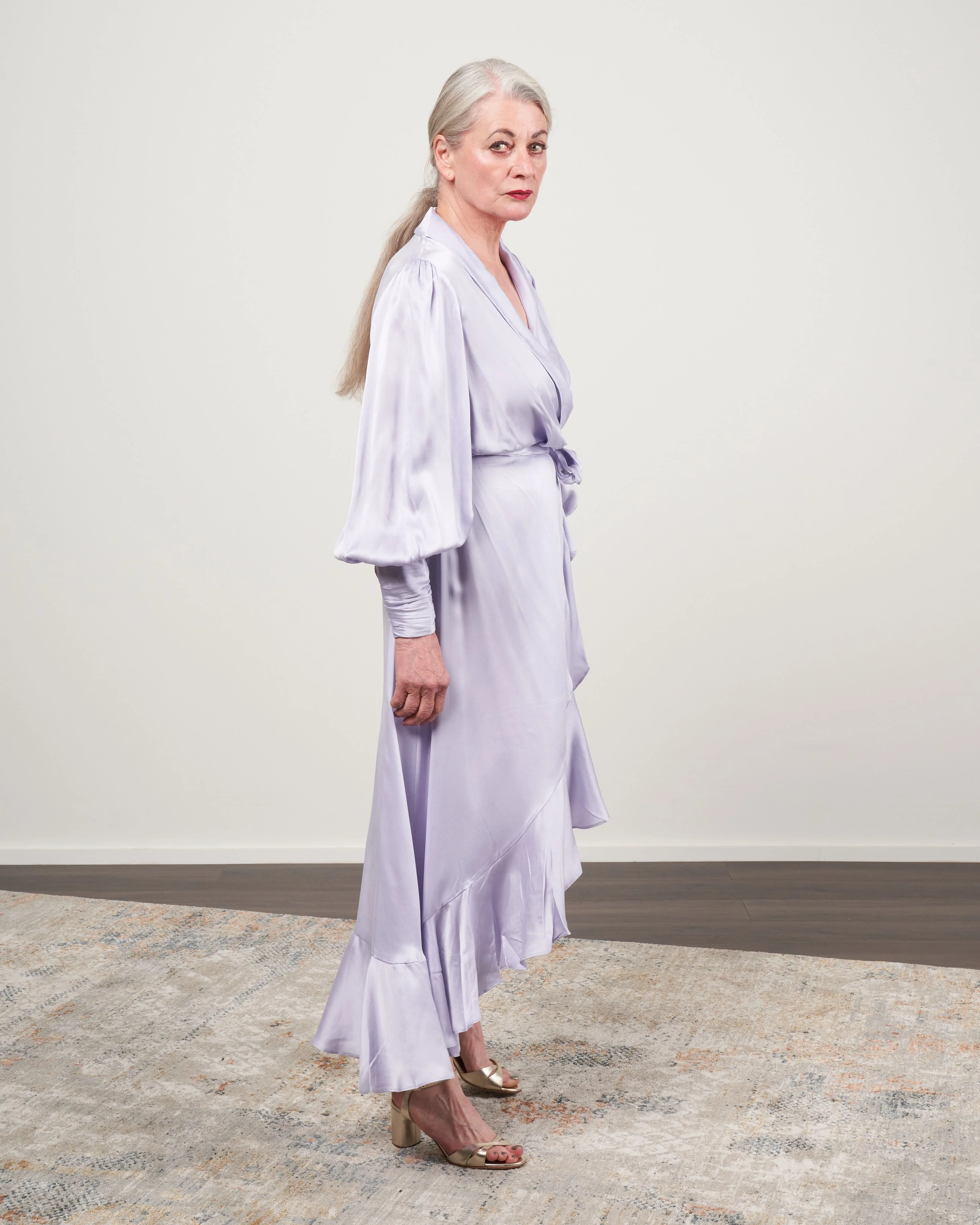 silk wrap midi dress - lilac lil - Image 2