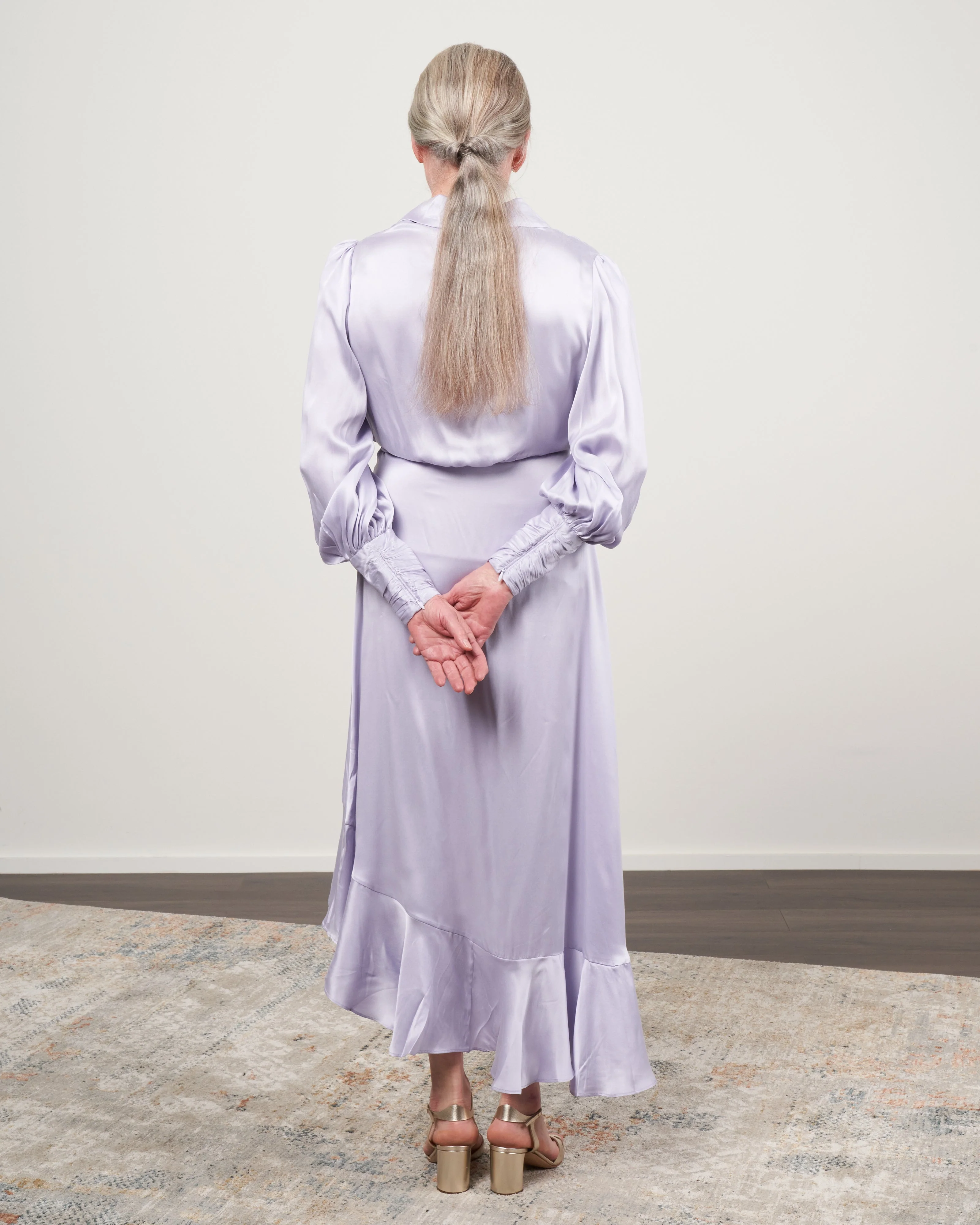 silk wrap midi dress - lilac lil - Image 3