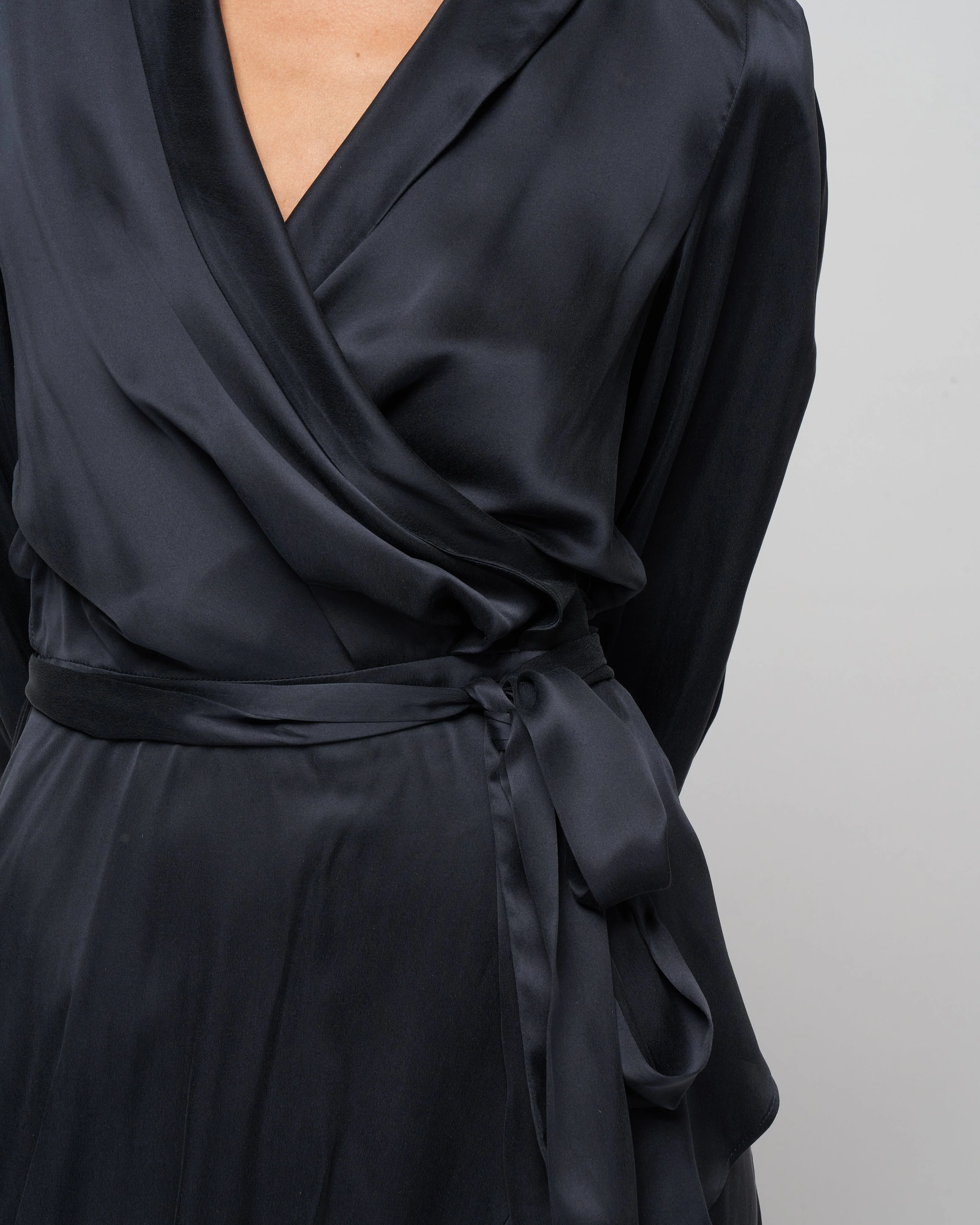 silk wrap midi dress - navy - Image 5
