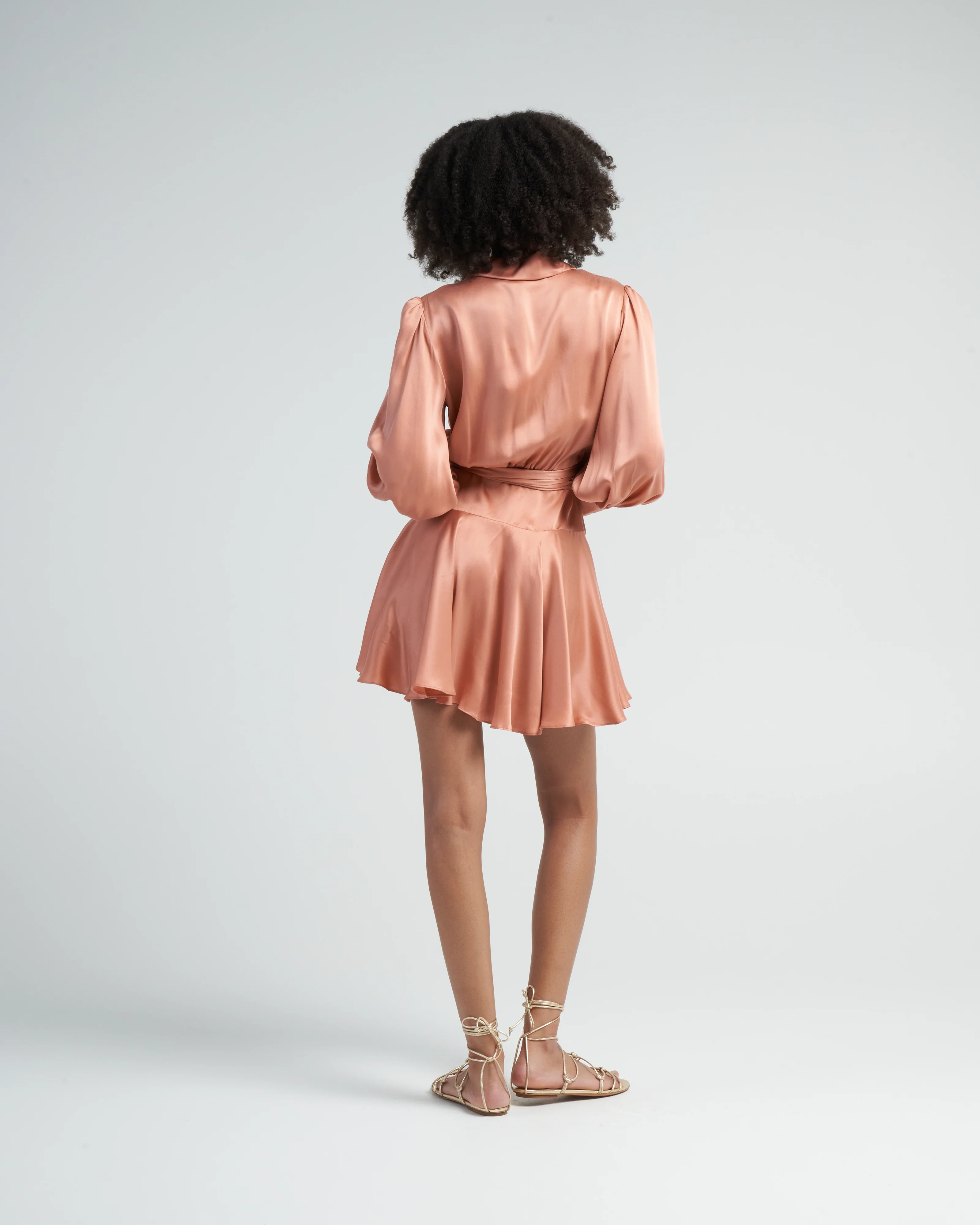 silk wrap mini dress - blush - Image 4