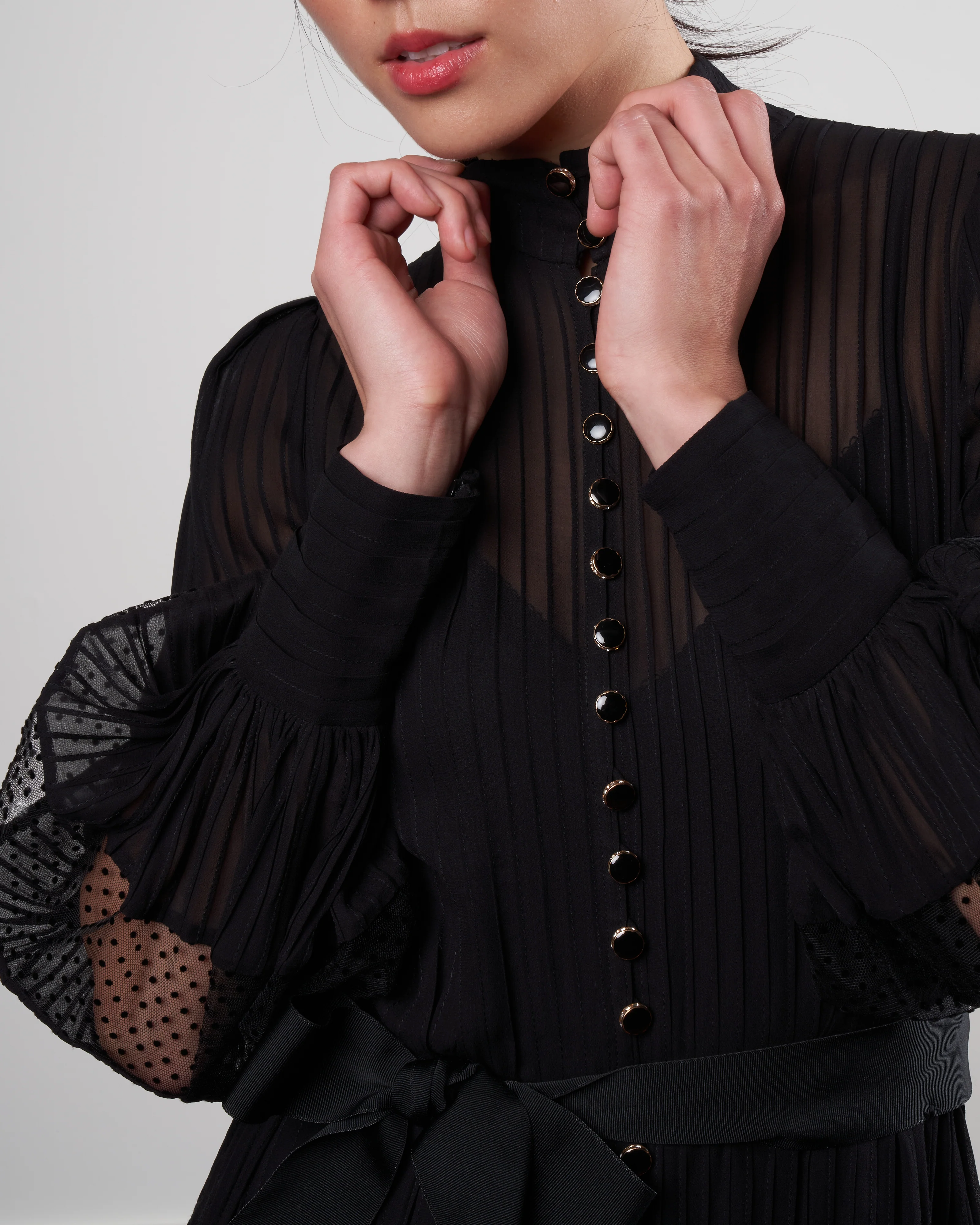 spliced mesh midi dress - black - Image 6
