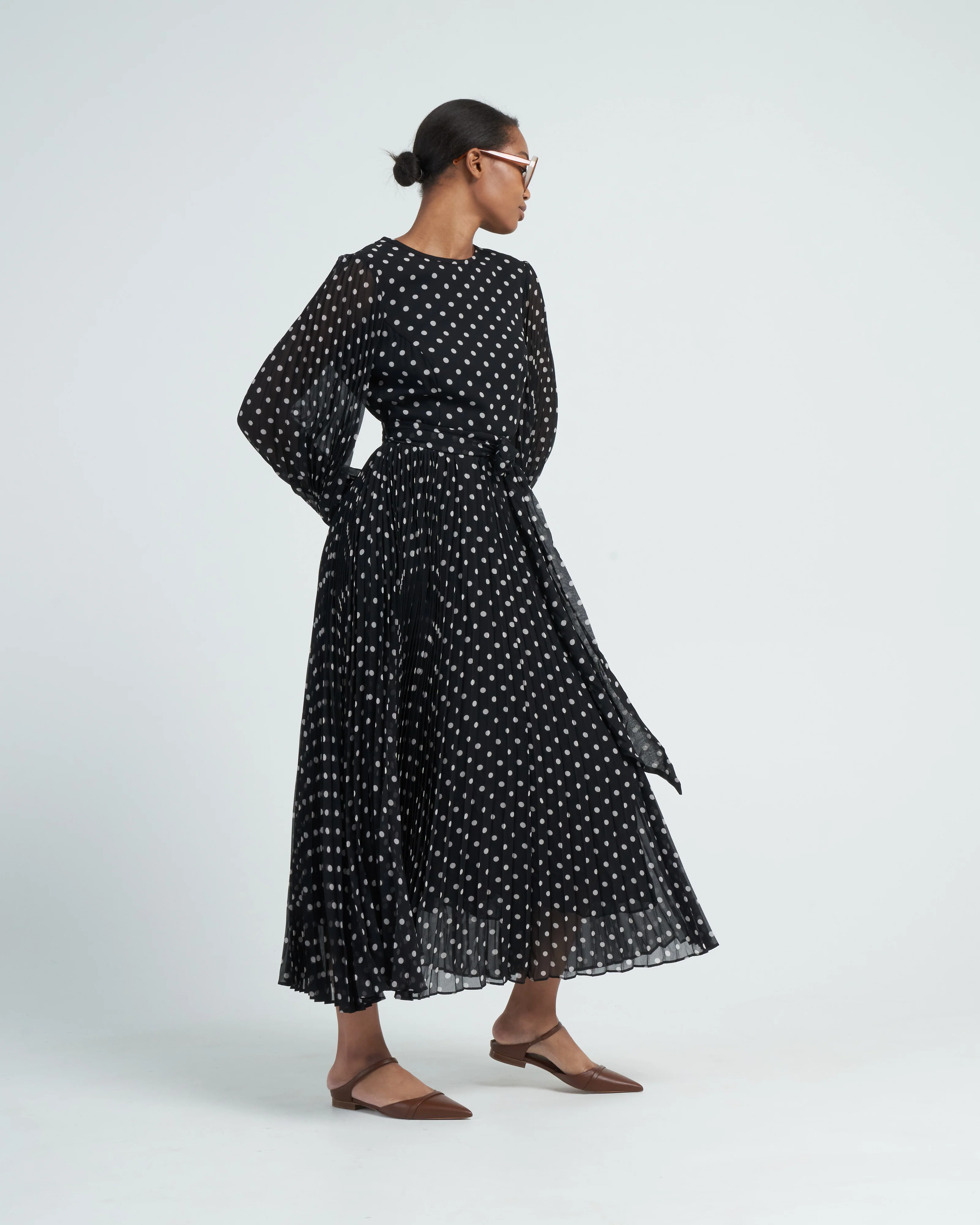 sunray long sleeve midi - black/cream dot - Image 3