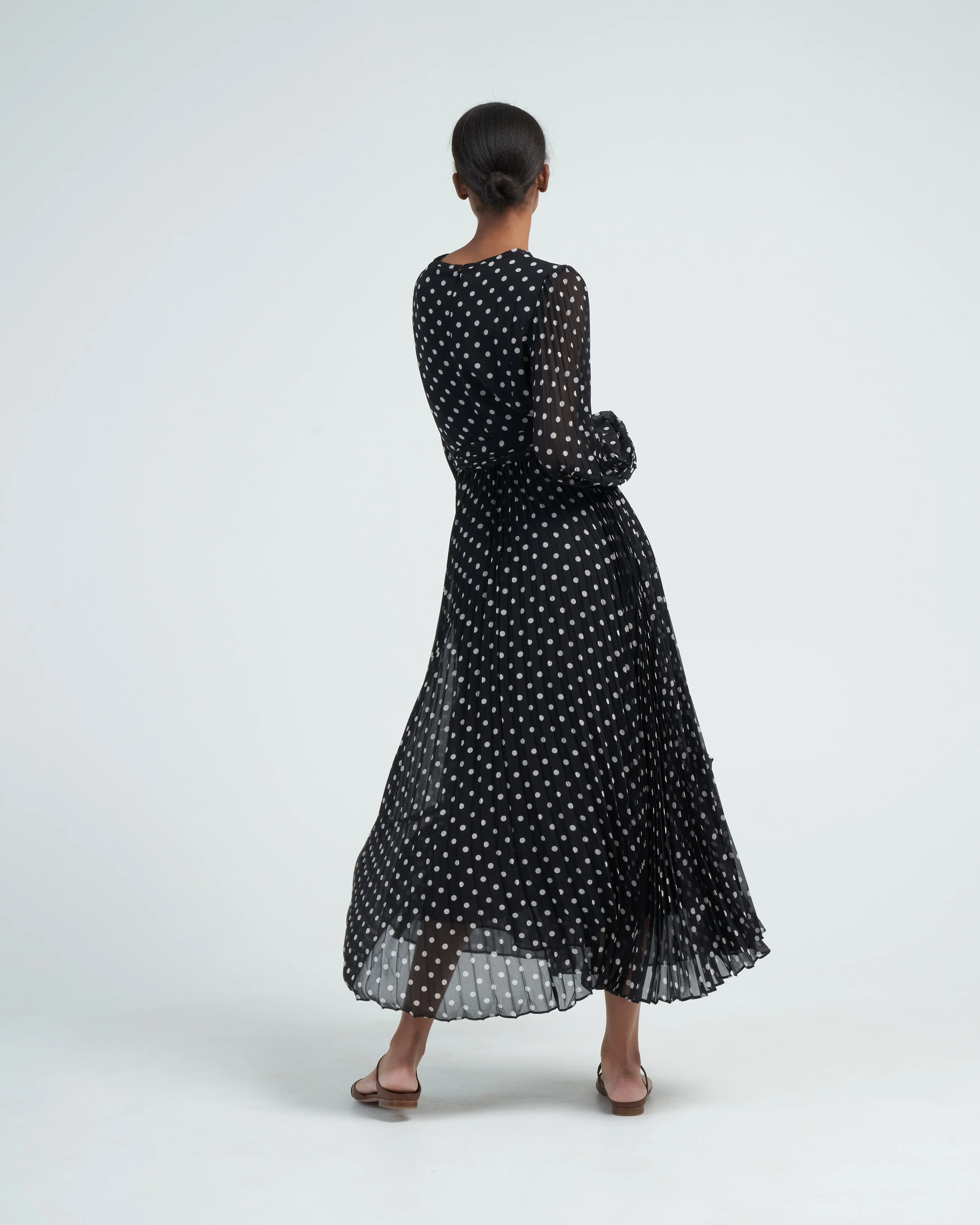 sunray long sleeve midi - black/cream dot - Image 4
