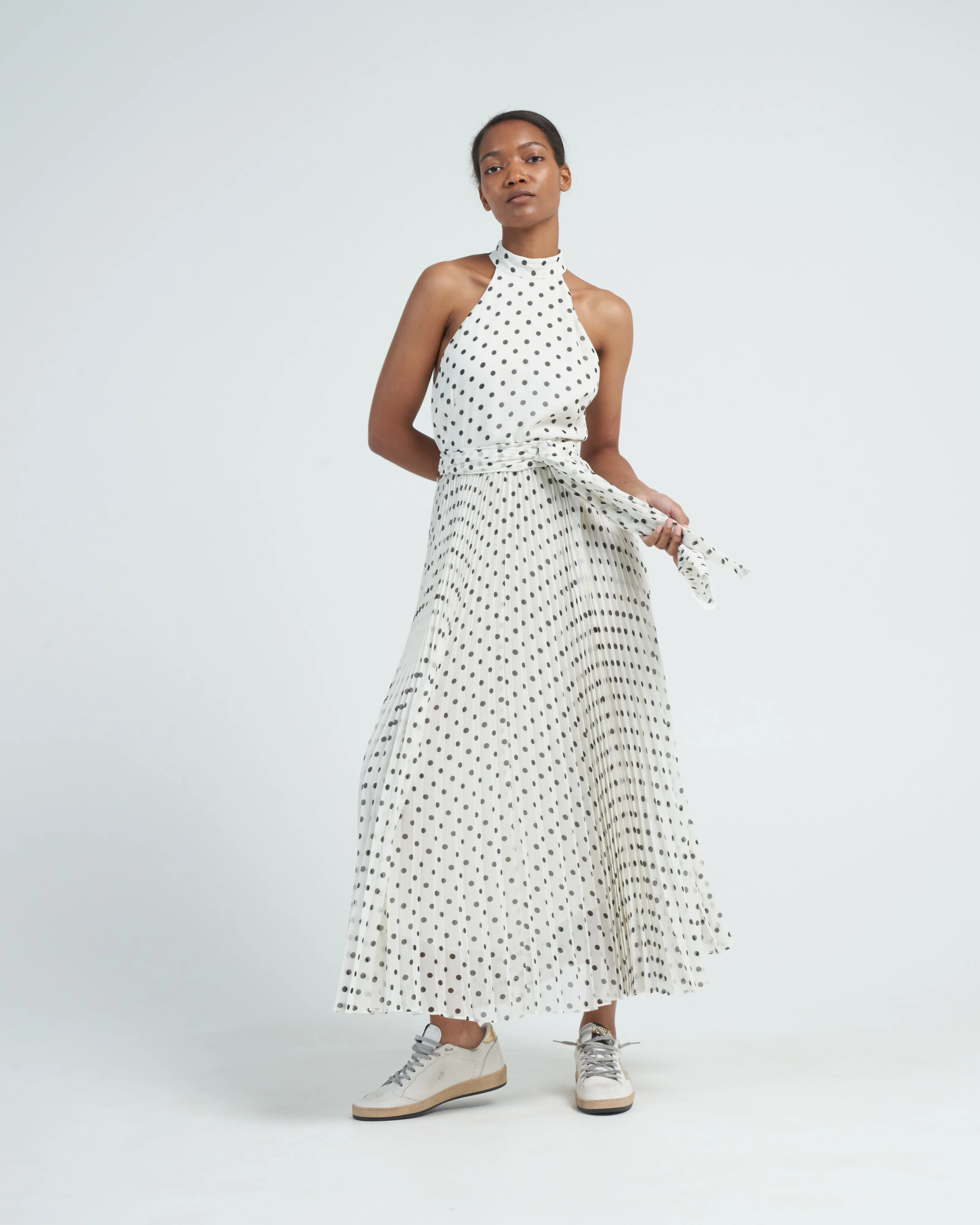 sunray picnic dress - cream/black dot - Image 2