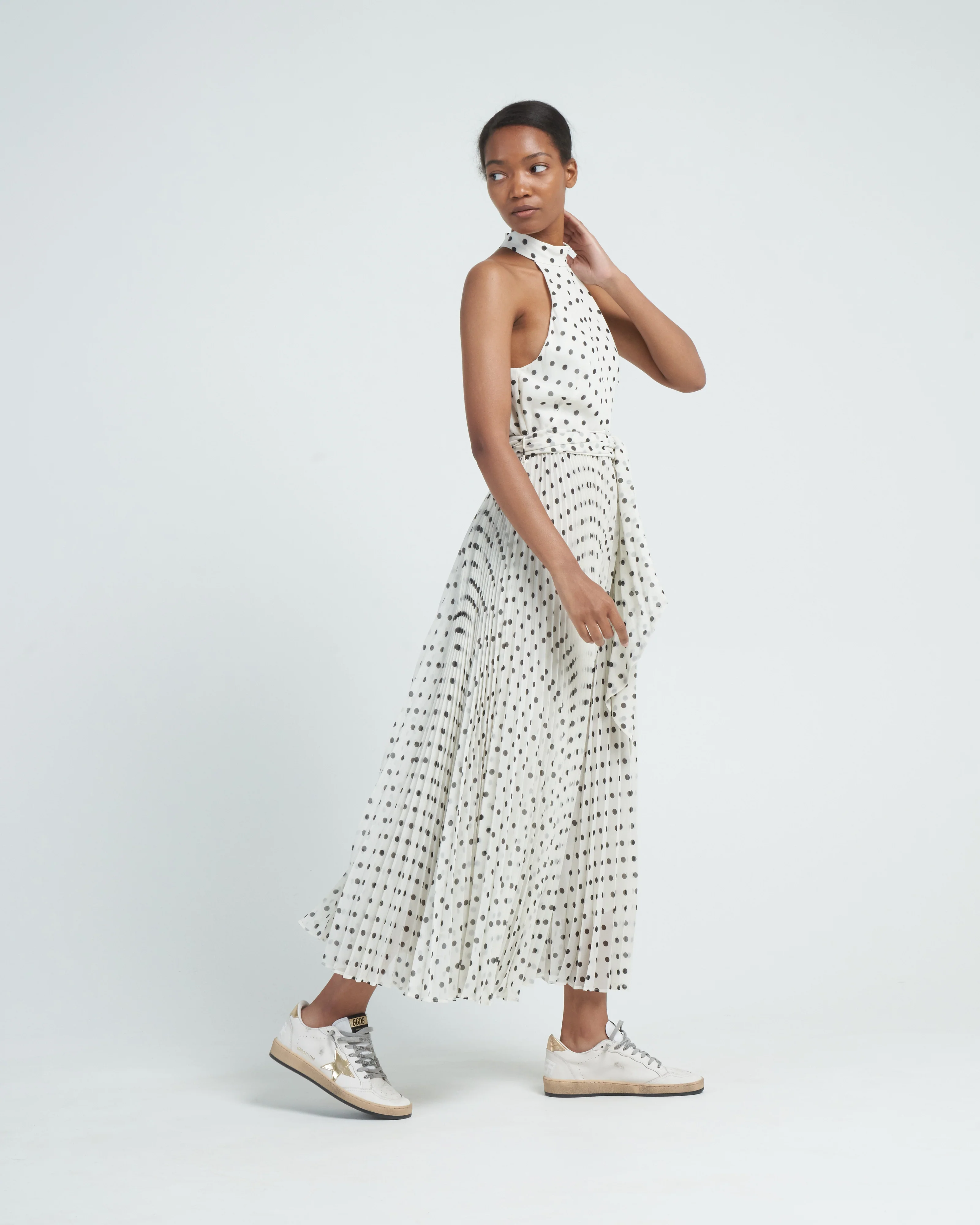 sunray picnic dress - cream/black dot - Image 3