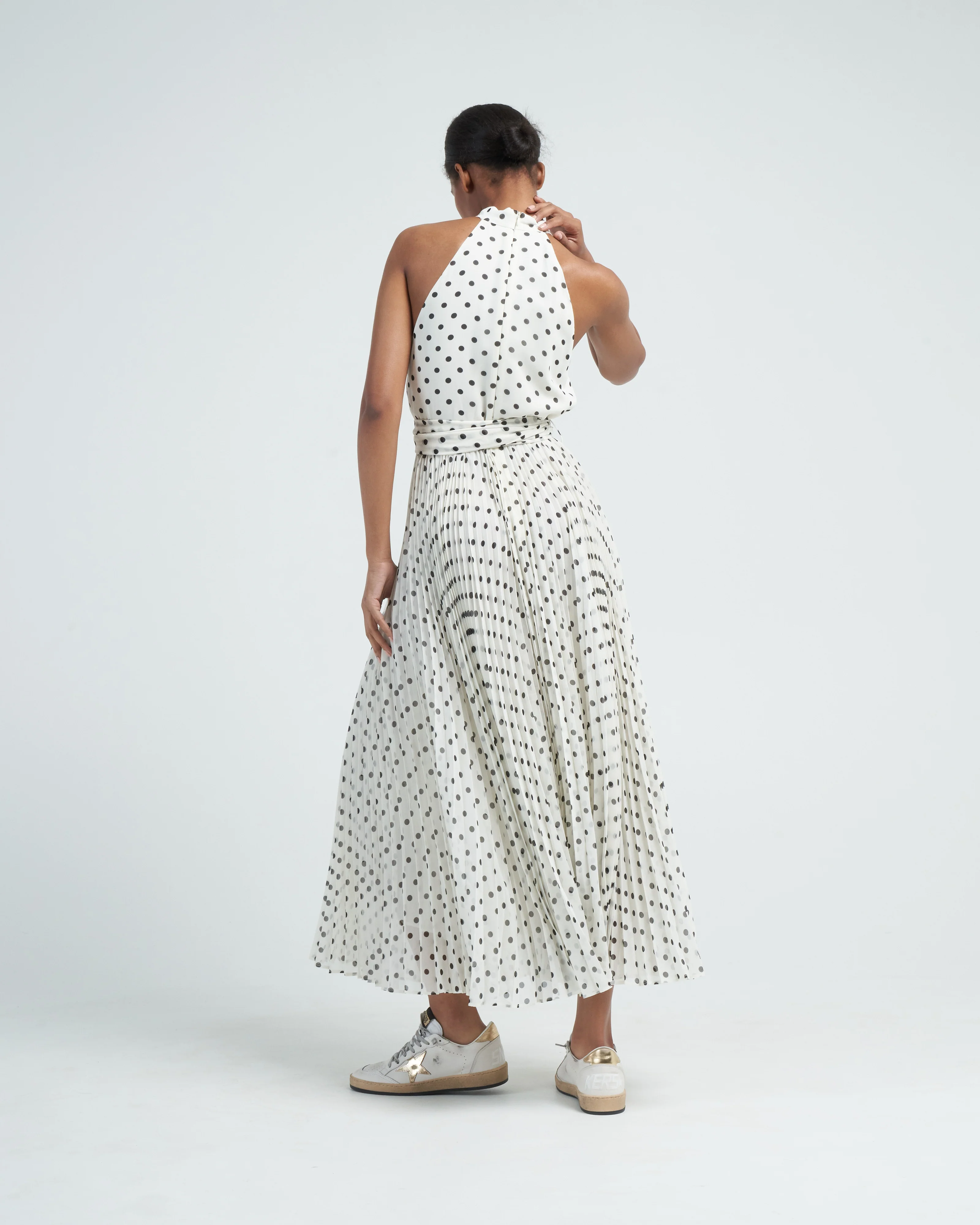 sunray picnic dress - cream/black dot - Image 4