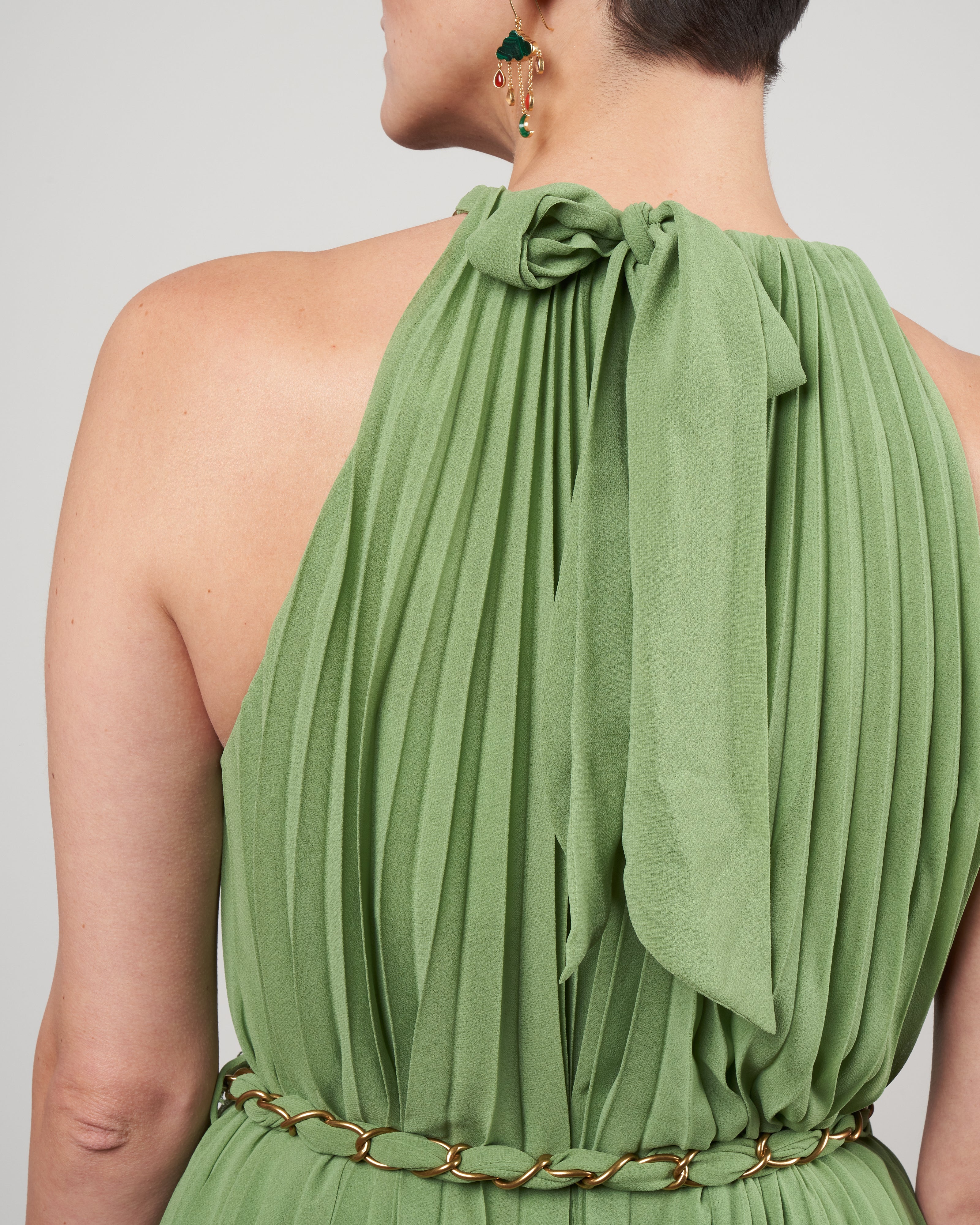sunray pleat midi dress - sage - Image 4