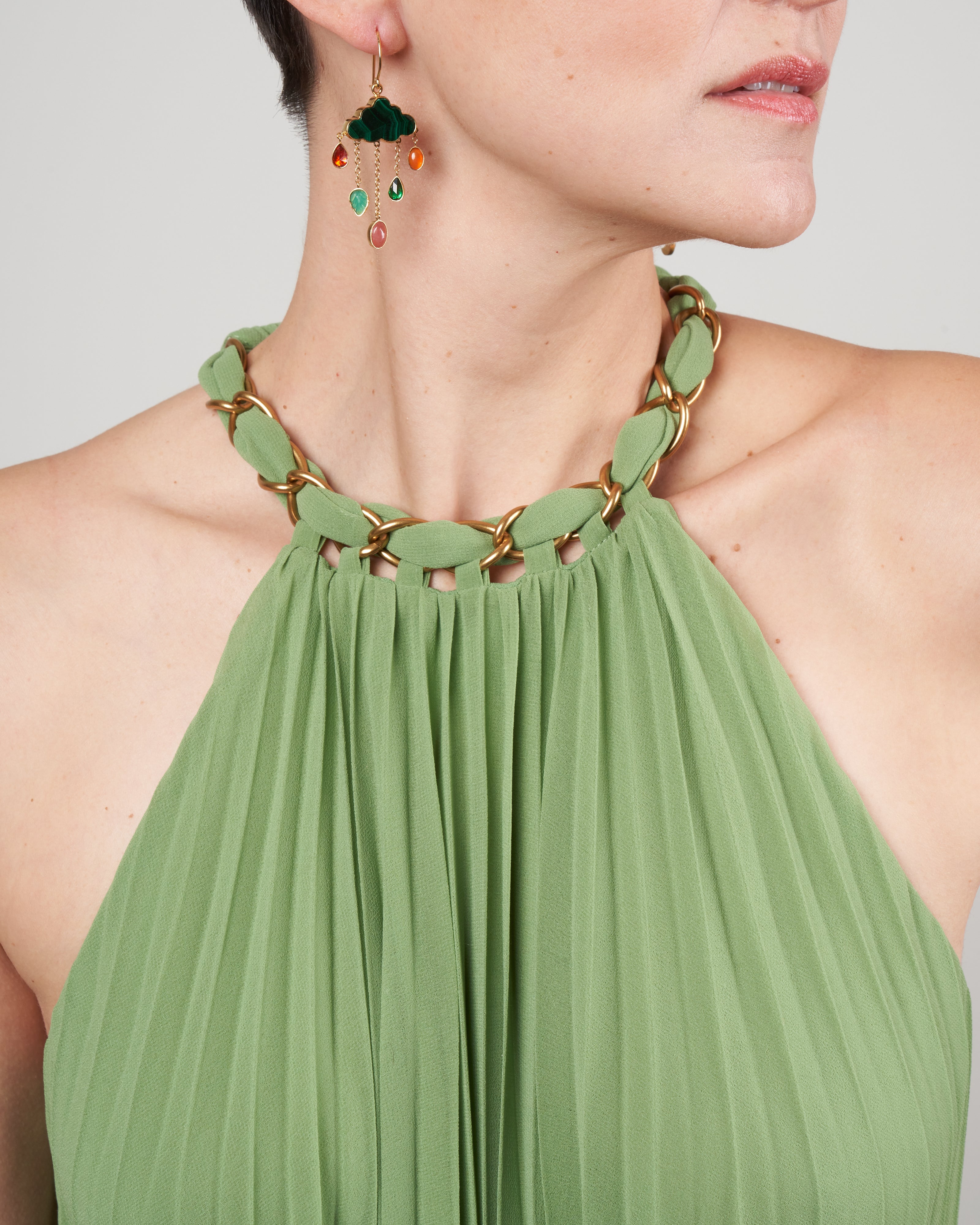 sunray pleat midi dress - sage - Image 5