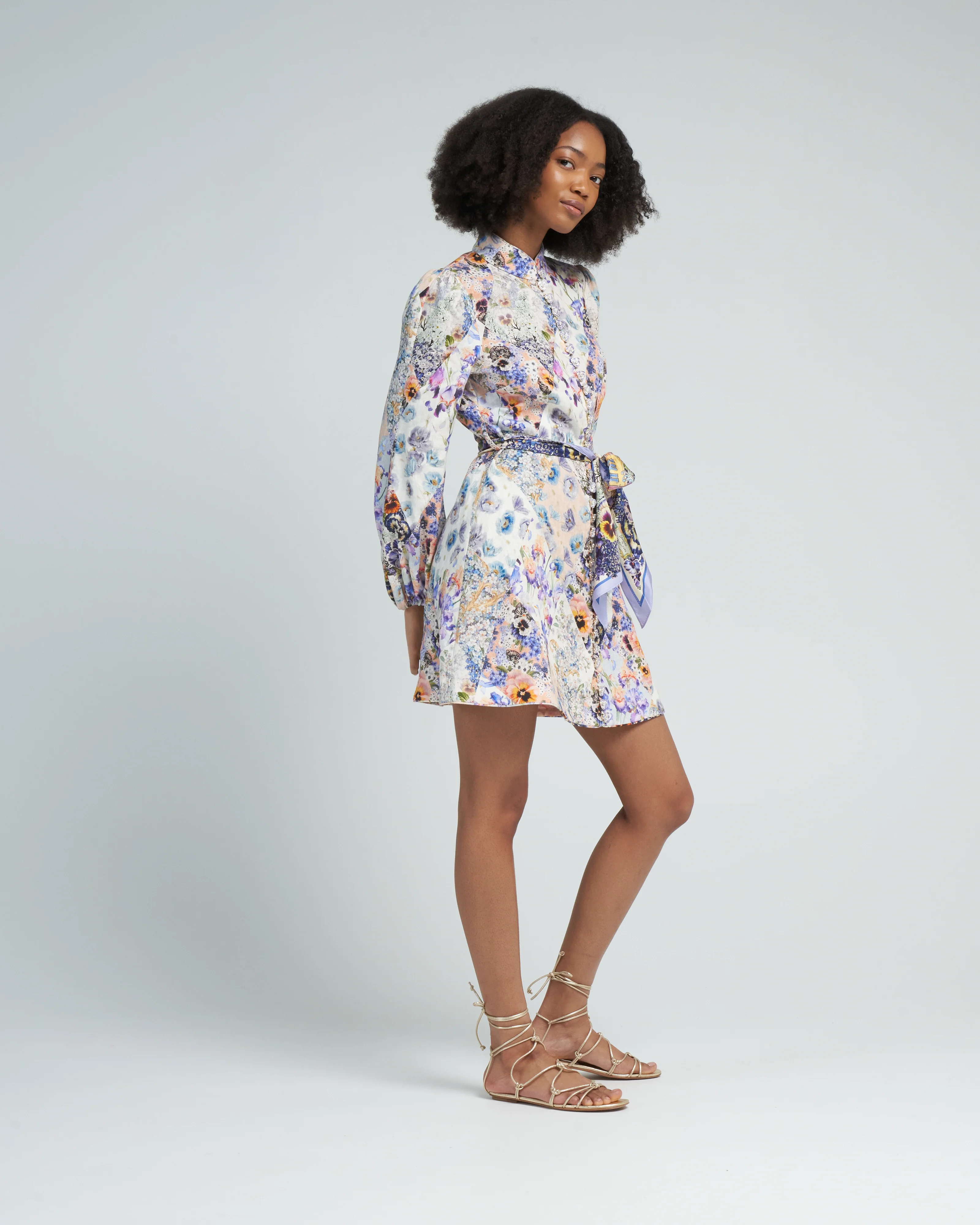 tama belted mini dress - diamond splice floral - Image 2