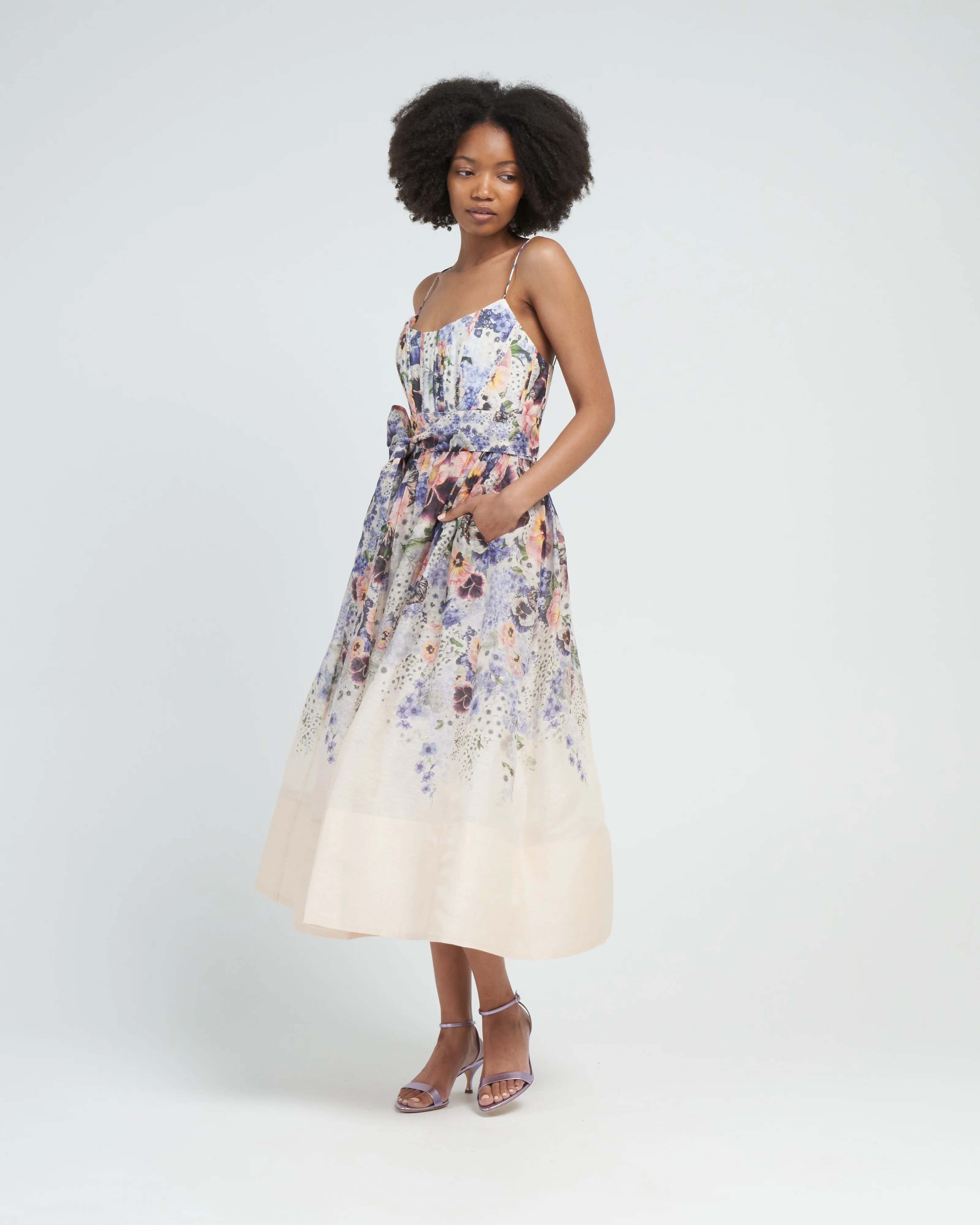 tama corset midi dress - purple pansy print - Image 3