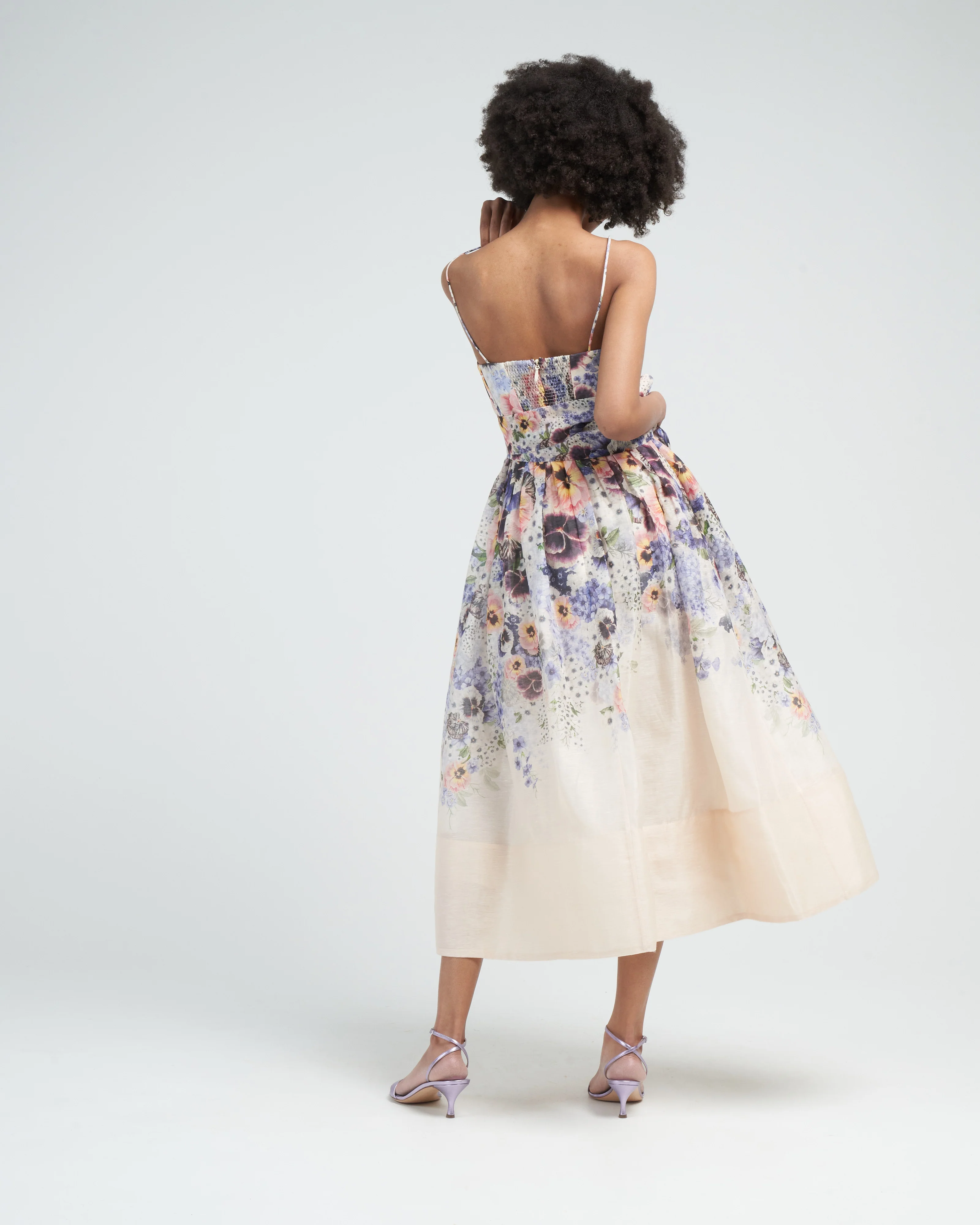 tama corset midi dress - purple pansy print - Image 4