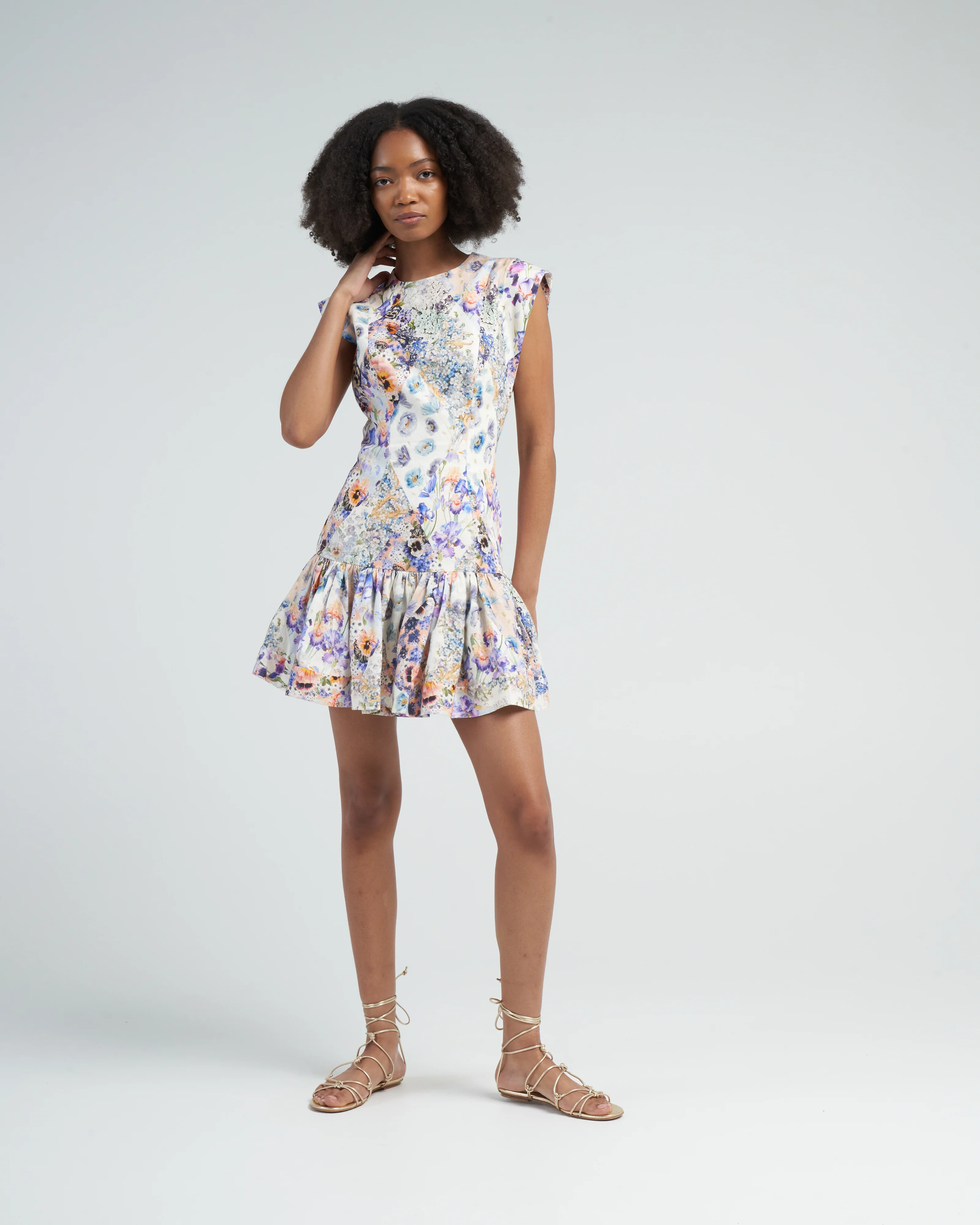 tama flounce short dress - diamond splice print - Image 2