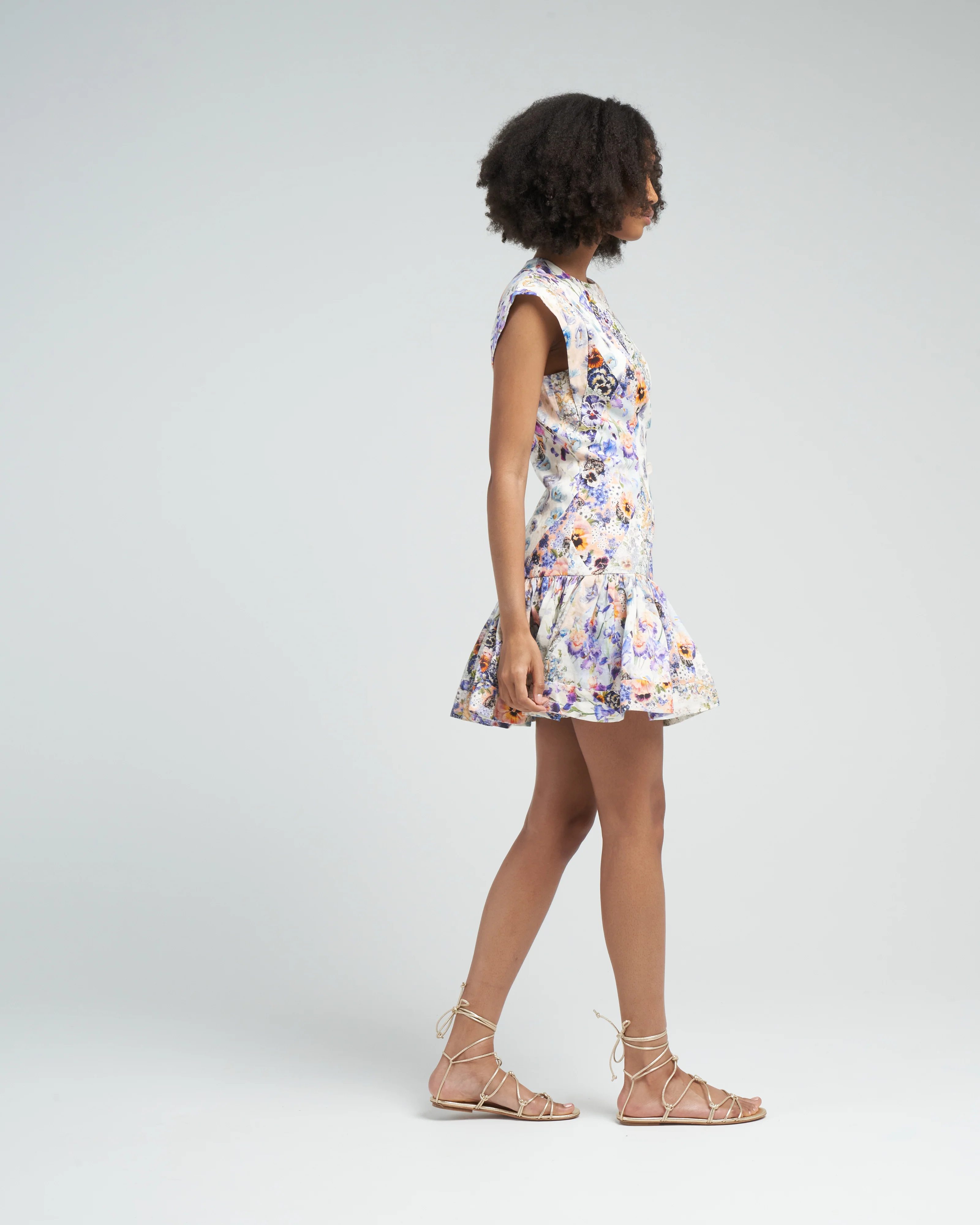 tama flounce short dress - diamond splice print - Image 3