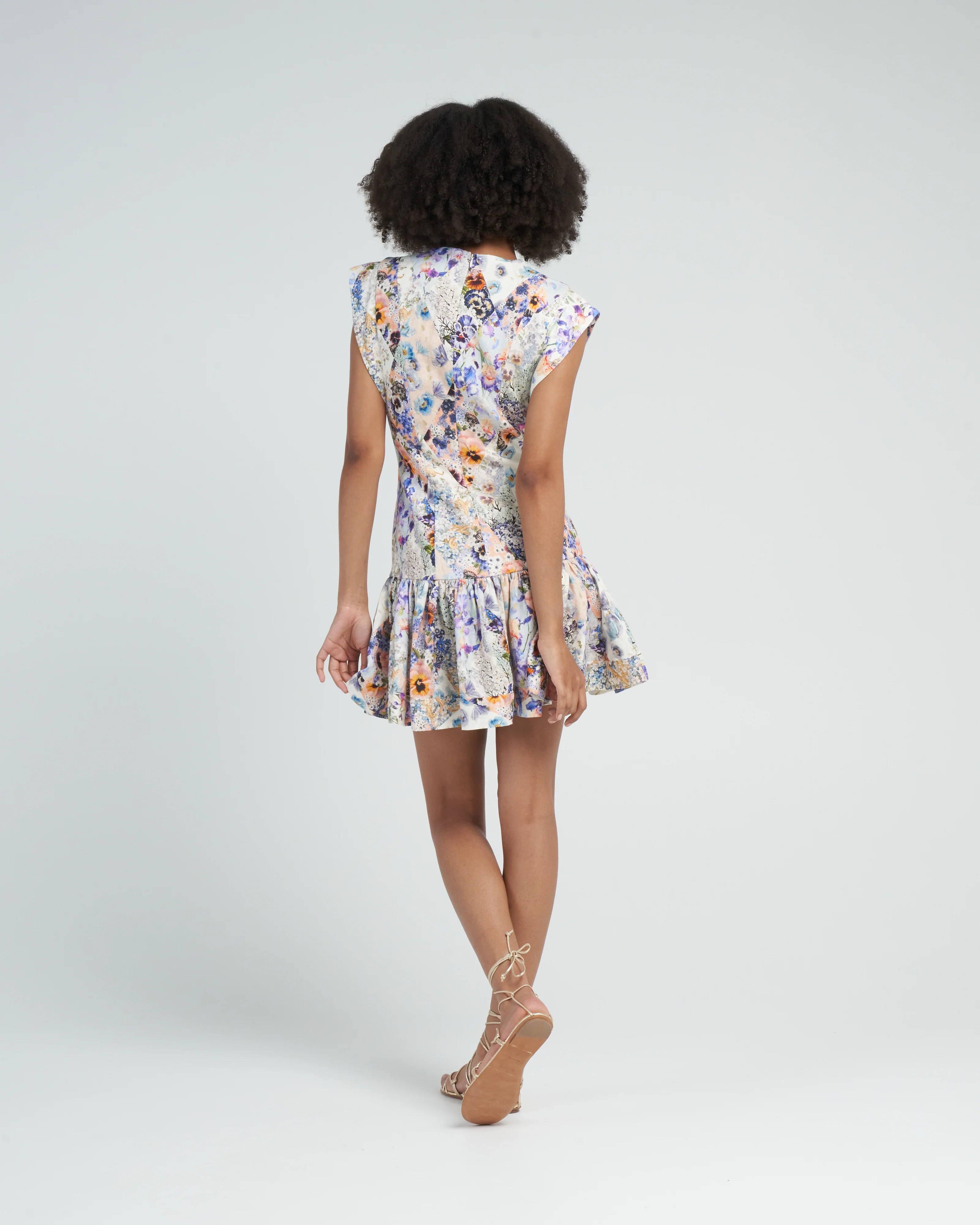 tama flounce short dress - diamond splice print - Image 4