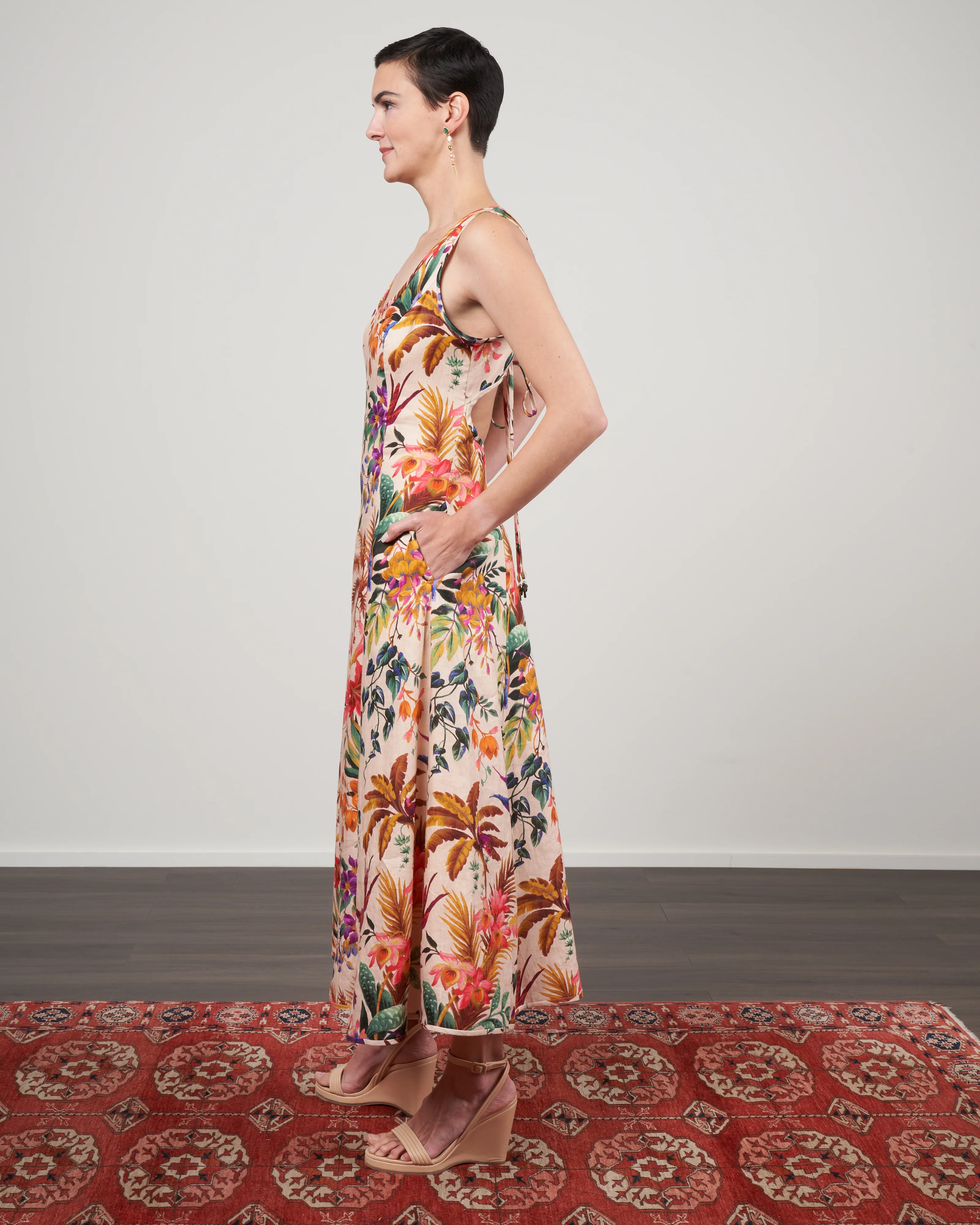 tropicana cut out midi dress - cream floral - Image 2