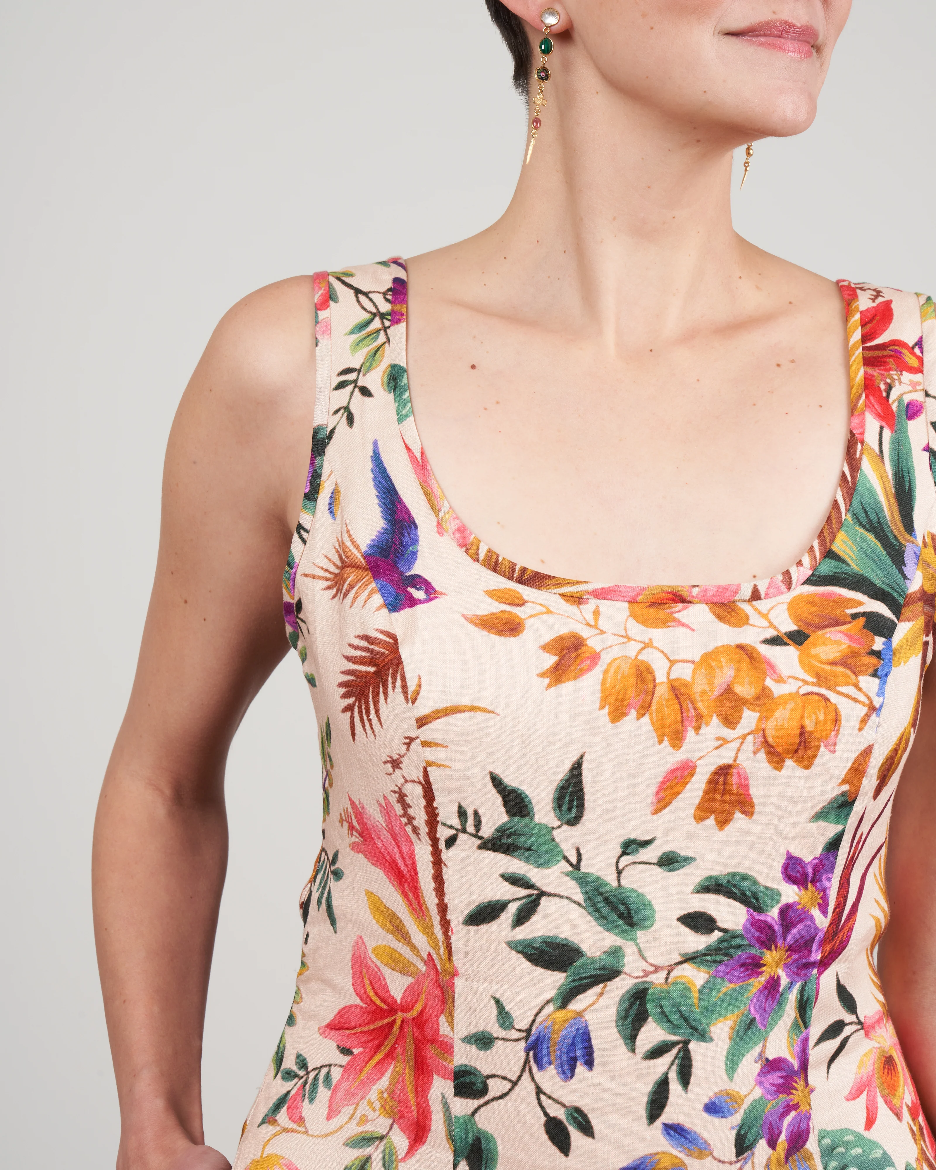 tropicana cut out midi dress - cream floral - Image 4