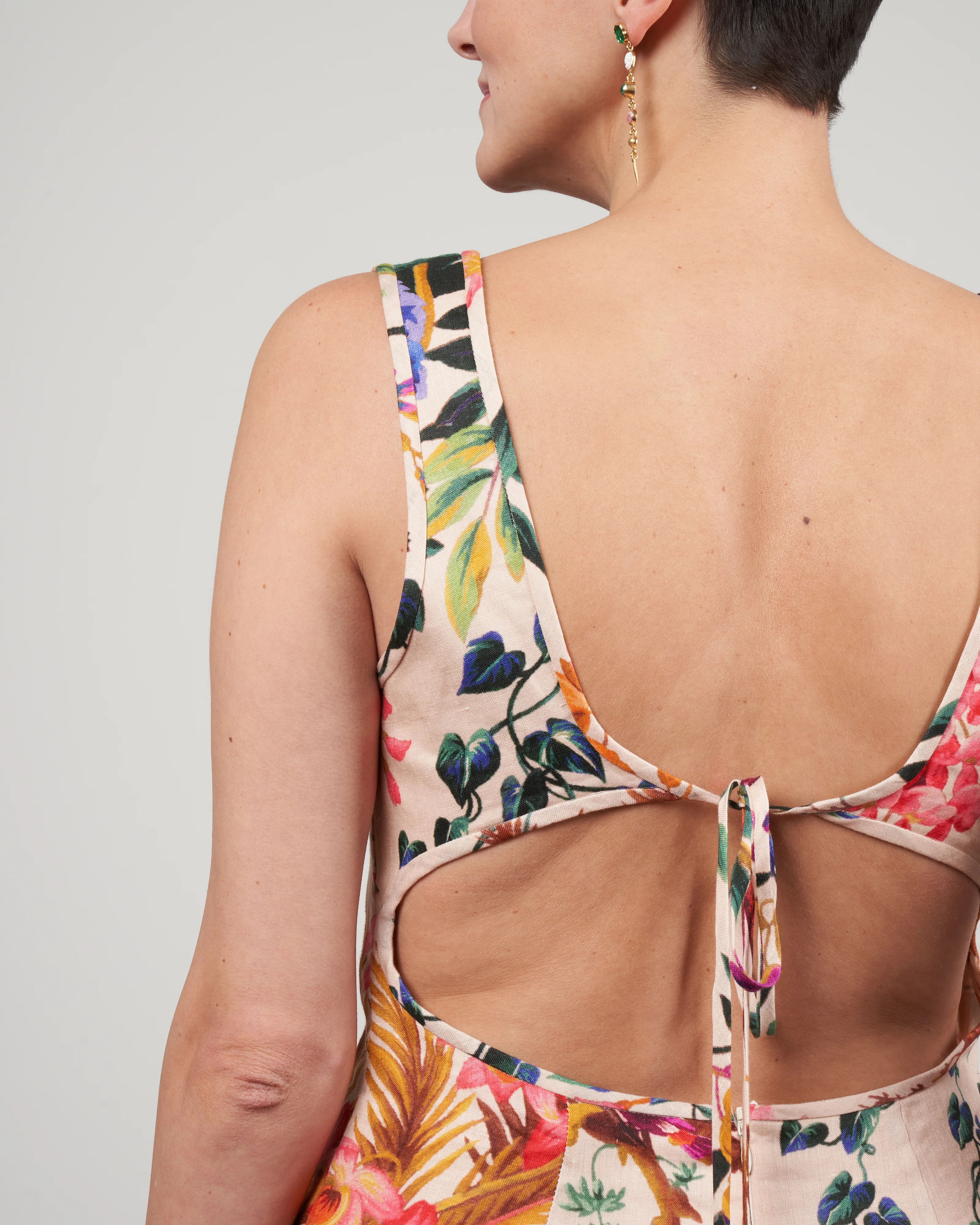 tropicana cut out midi dress - cream floral - Image 5