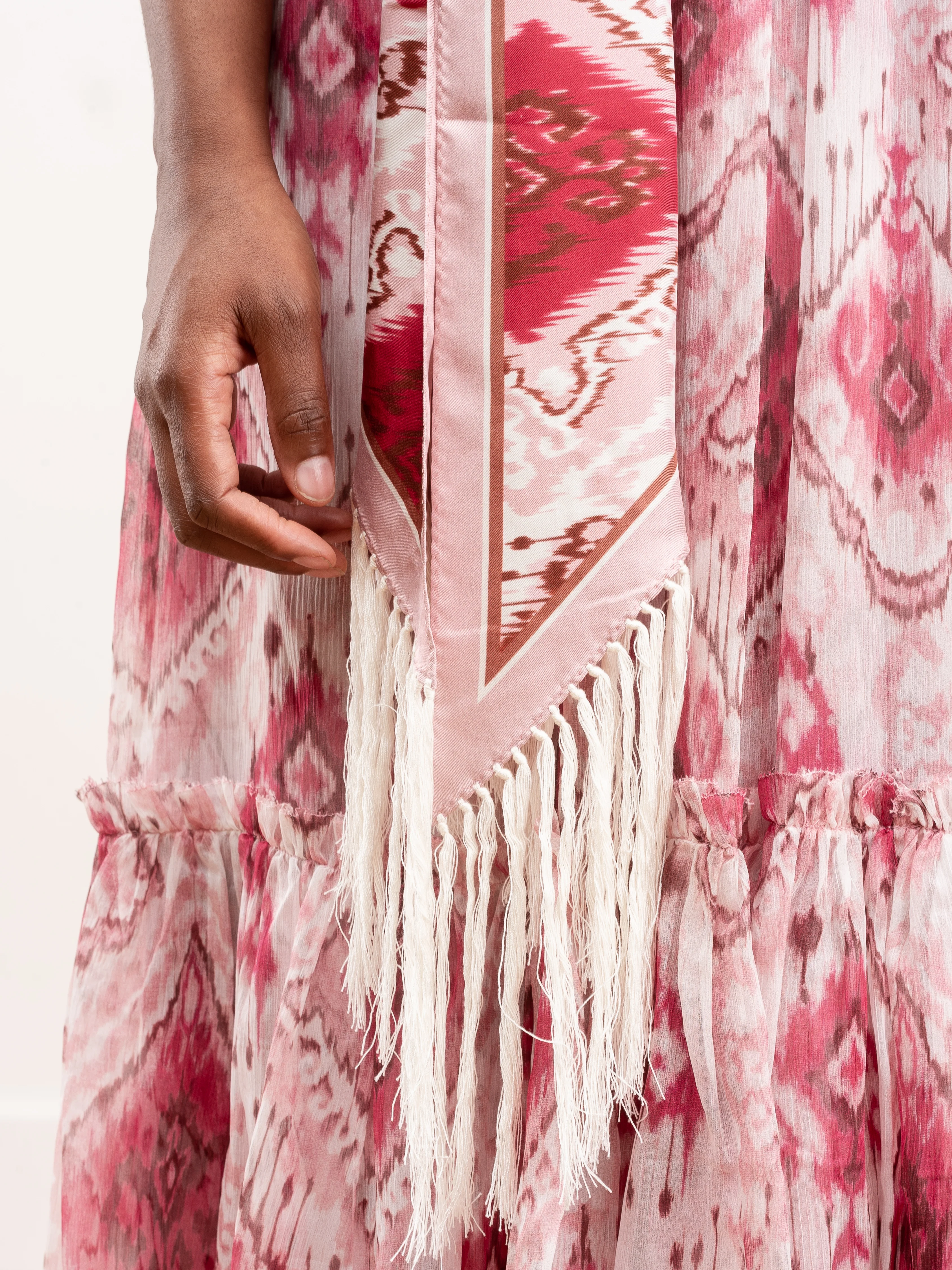 wavelength tank frilled midi - raspberry ikat - Image 7