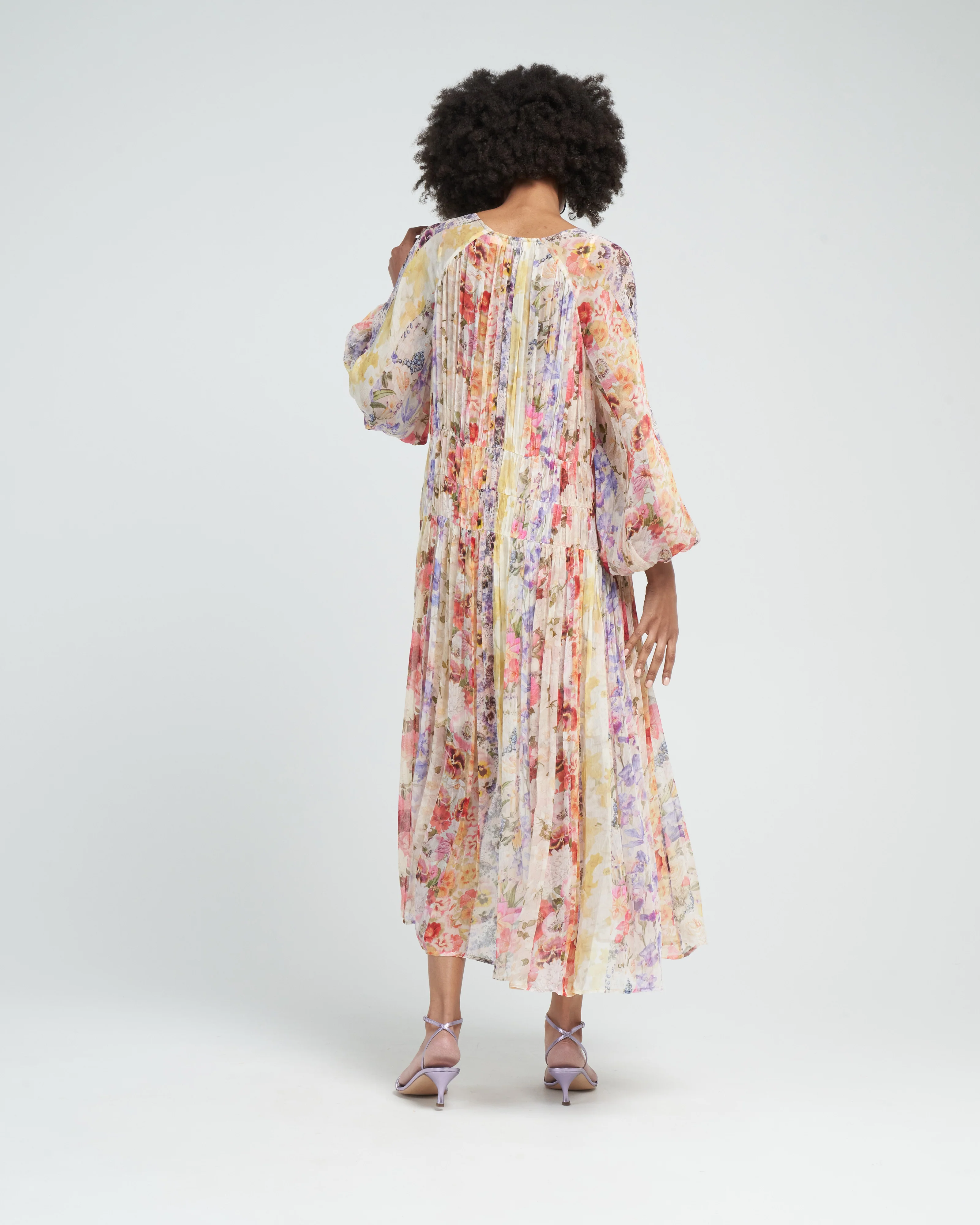 wonderland floral midi dress - spliced stripe floral - Image 4