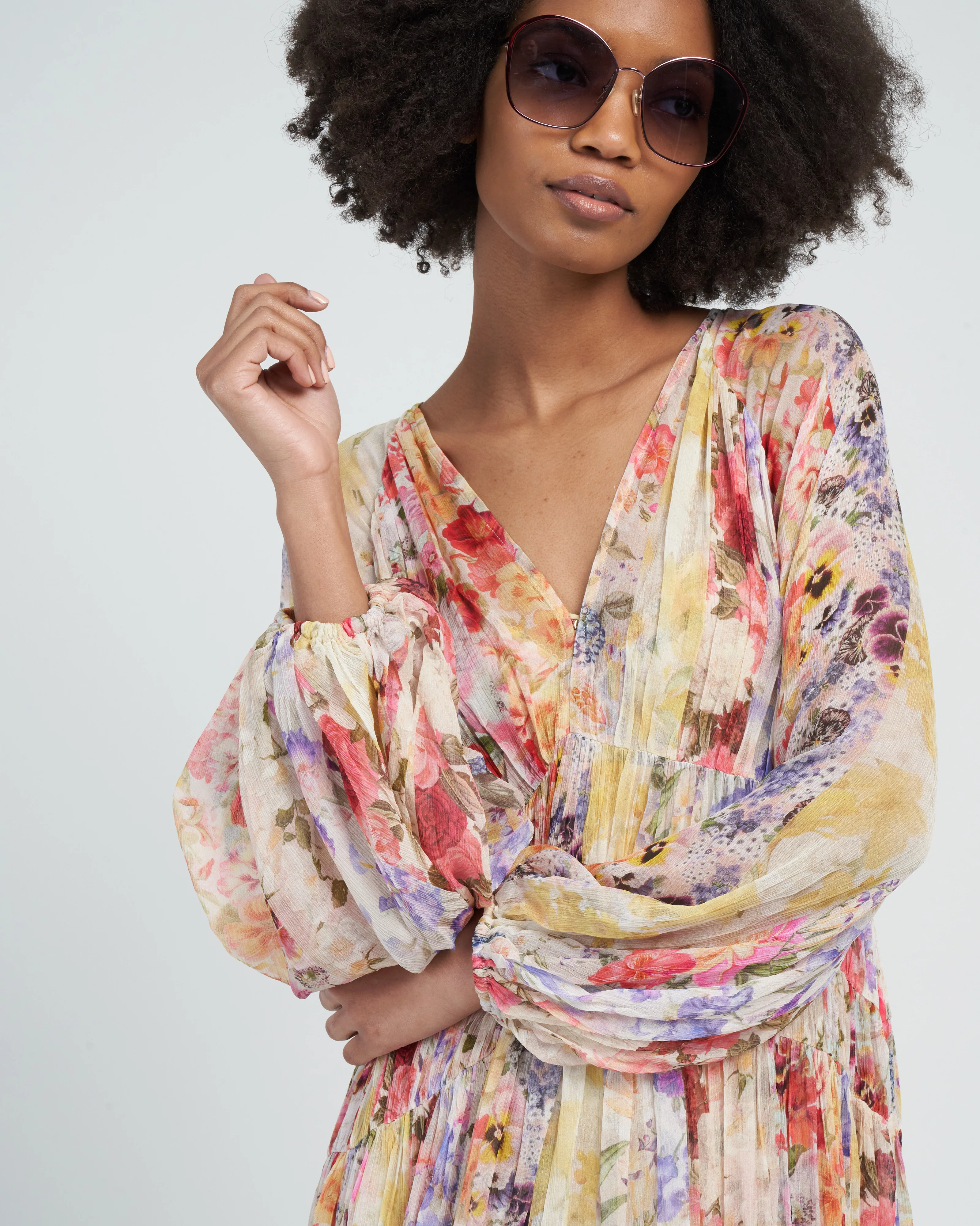 wonderland floral midi dress - spliced stripe floral - Image 5