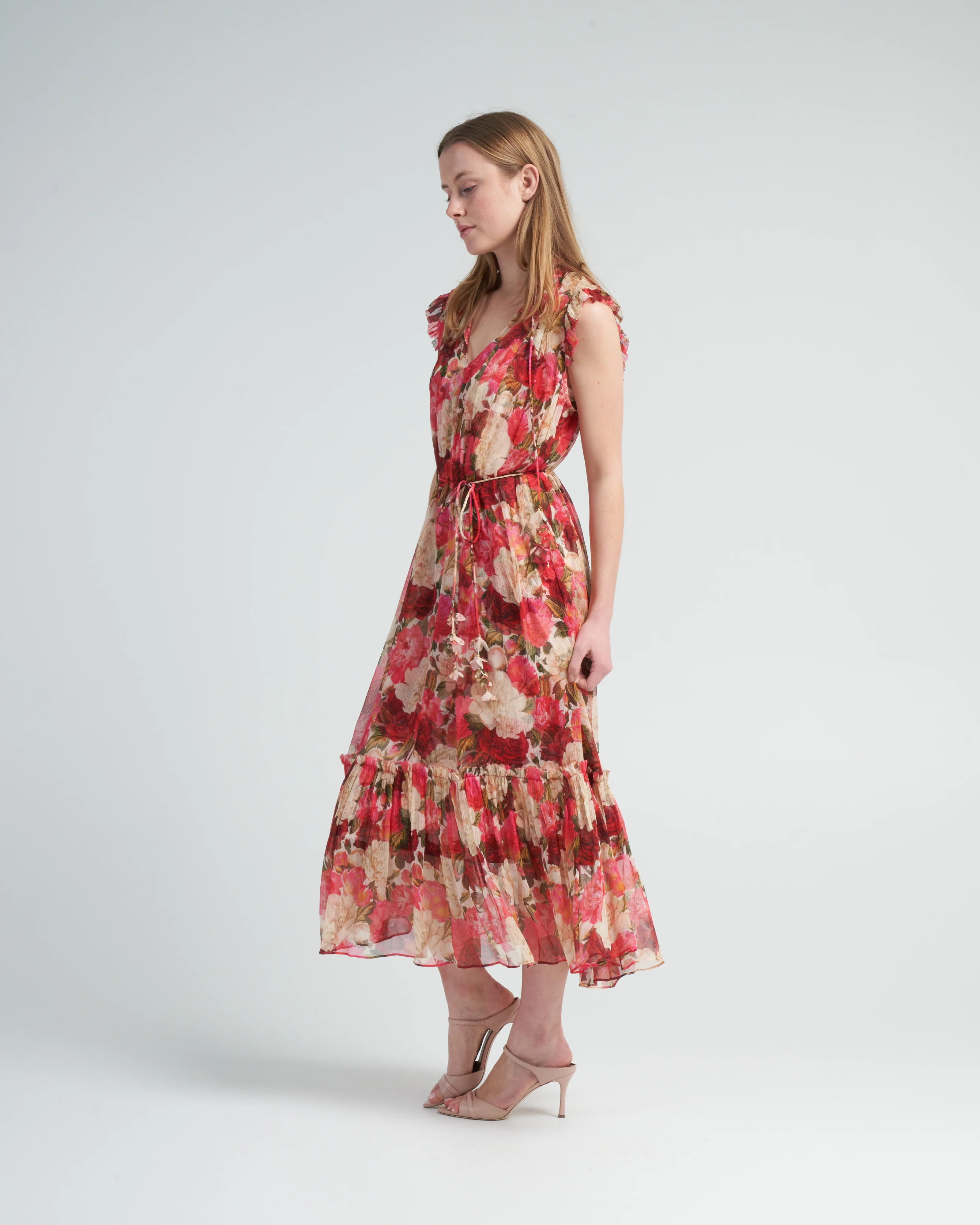 wonderland flutter dress - pink peonies - Image 2