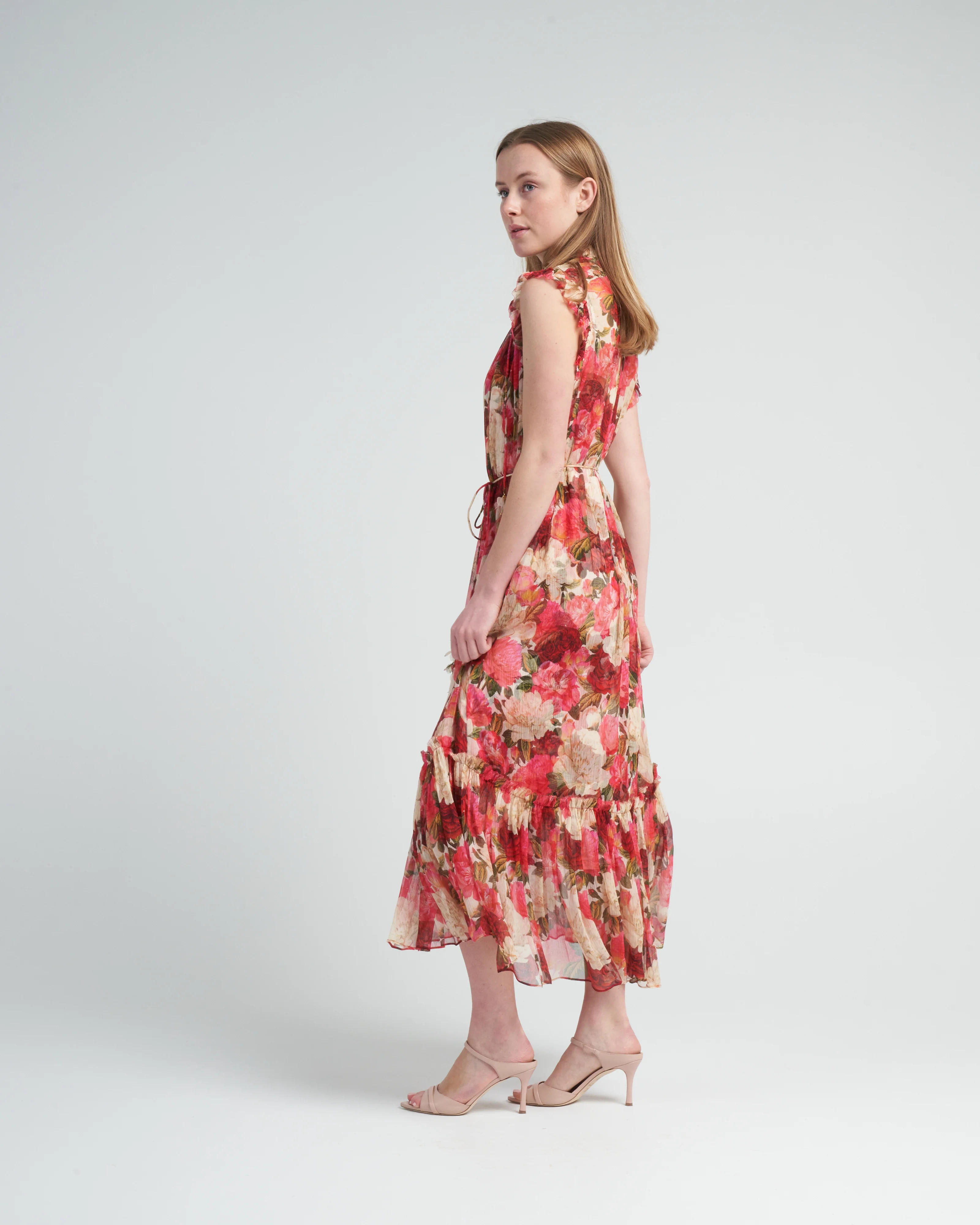 wonderland flutter dress - pink peonies - Image 3
