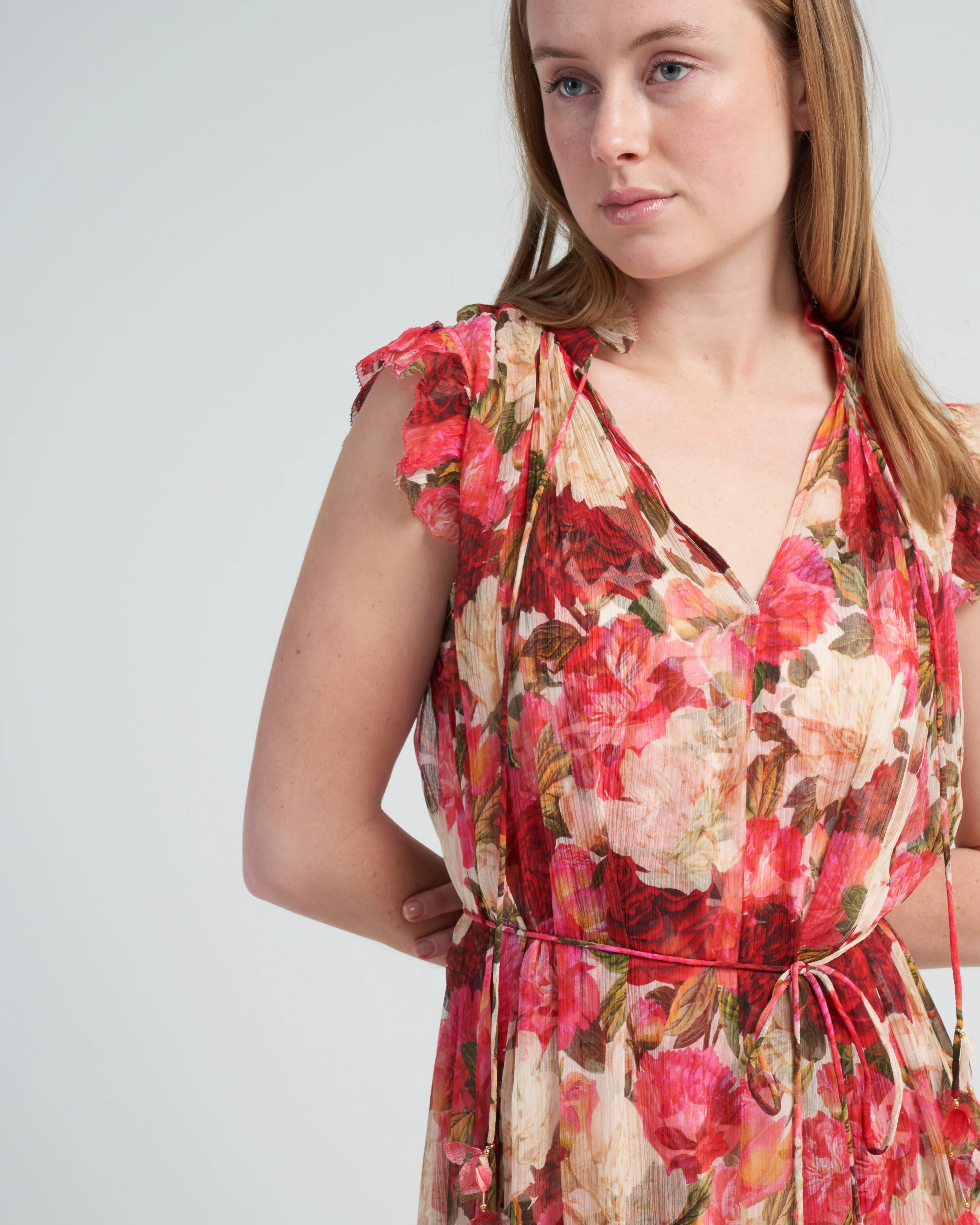 wonderland flutter dress - pink peonies - Image 5