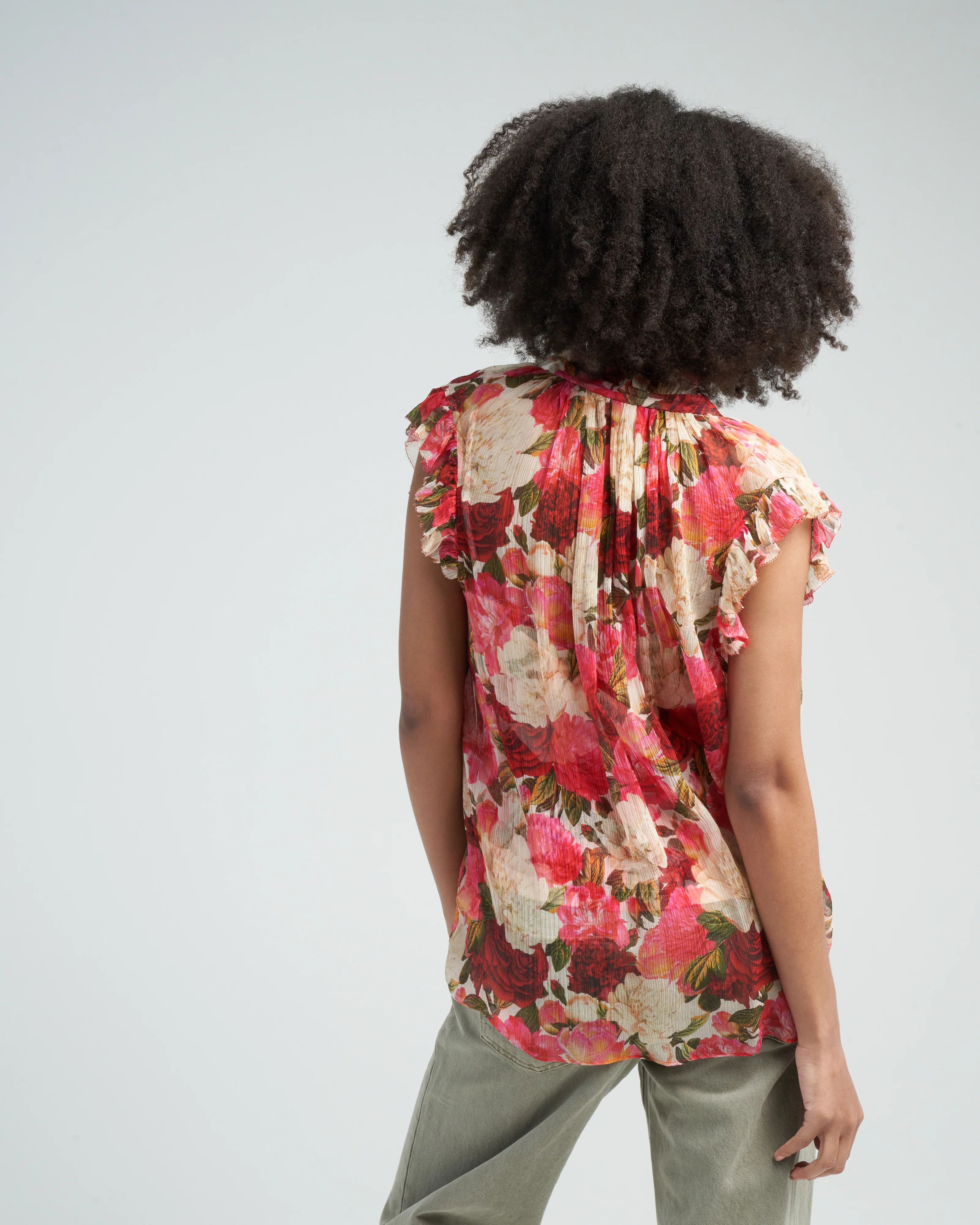 wonderland frilled tank - pink peonies - Image 4