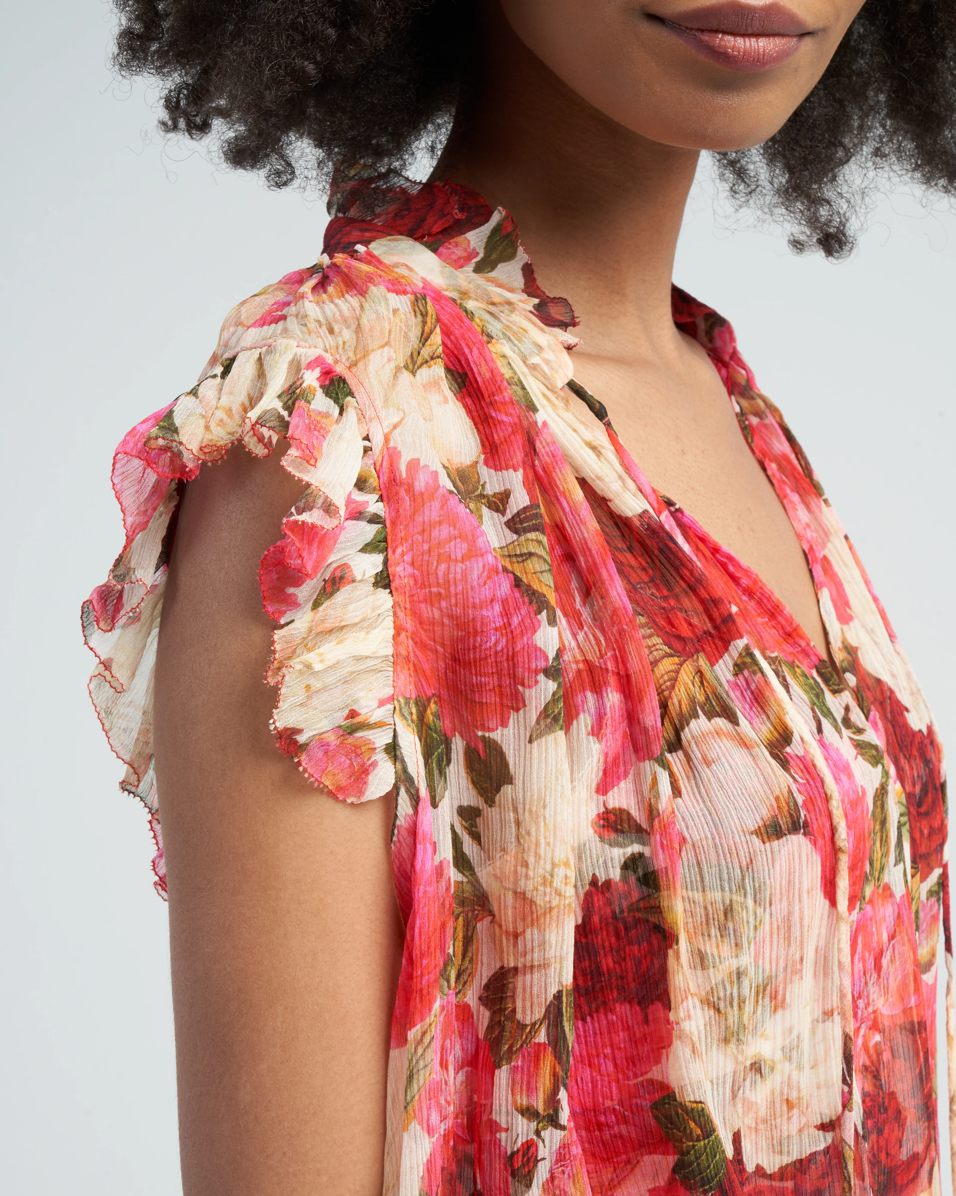 wonderland frilled tank - pink peonies - Image 5