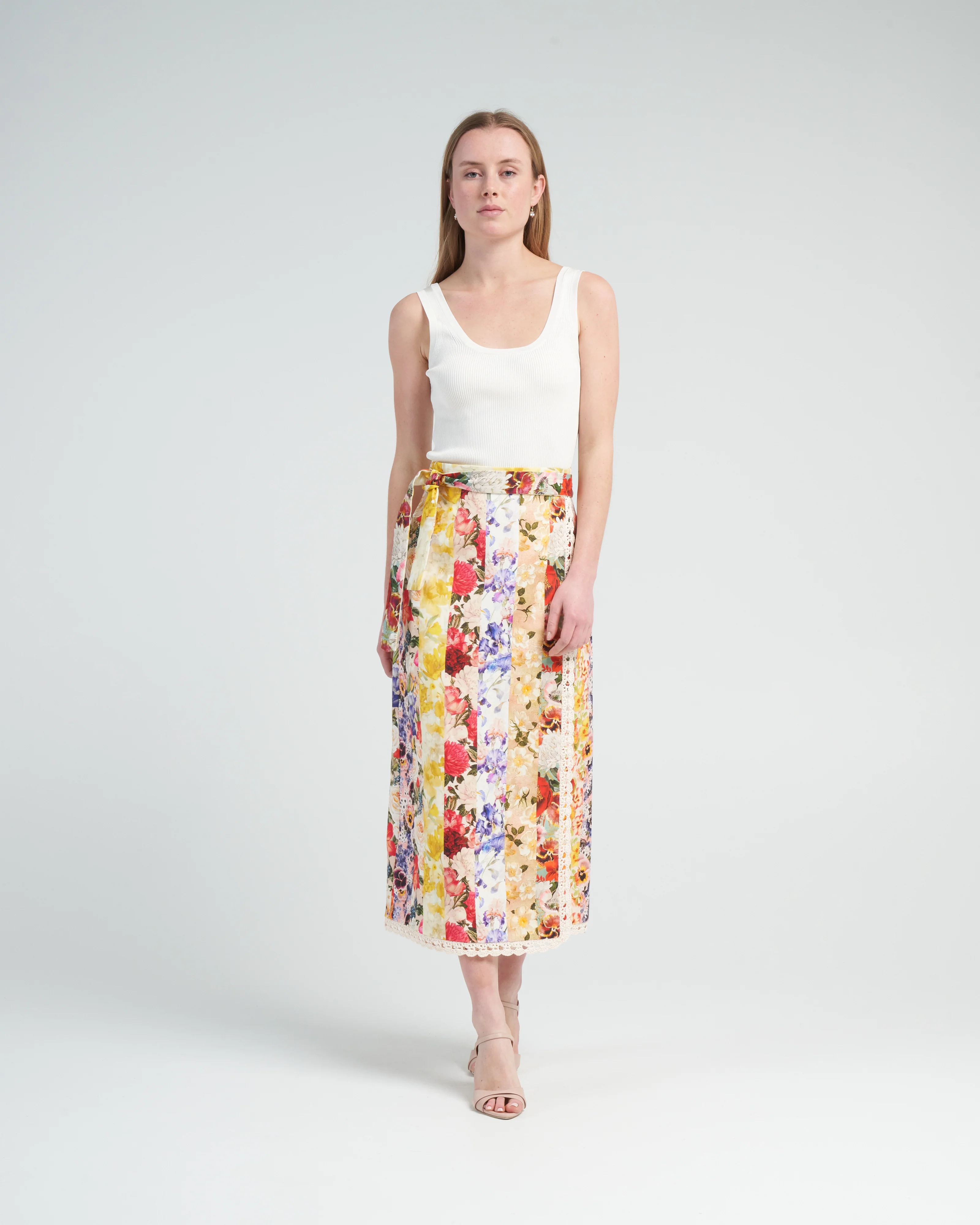 wonderland wrap skirt - spliced stripe floral - Image 2