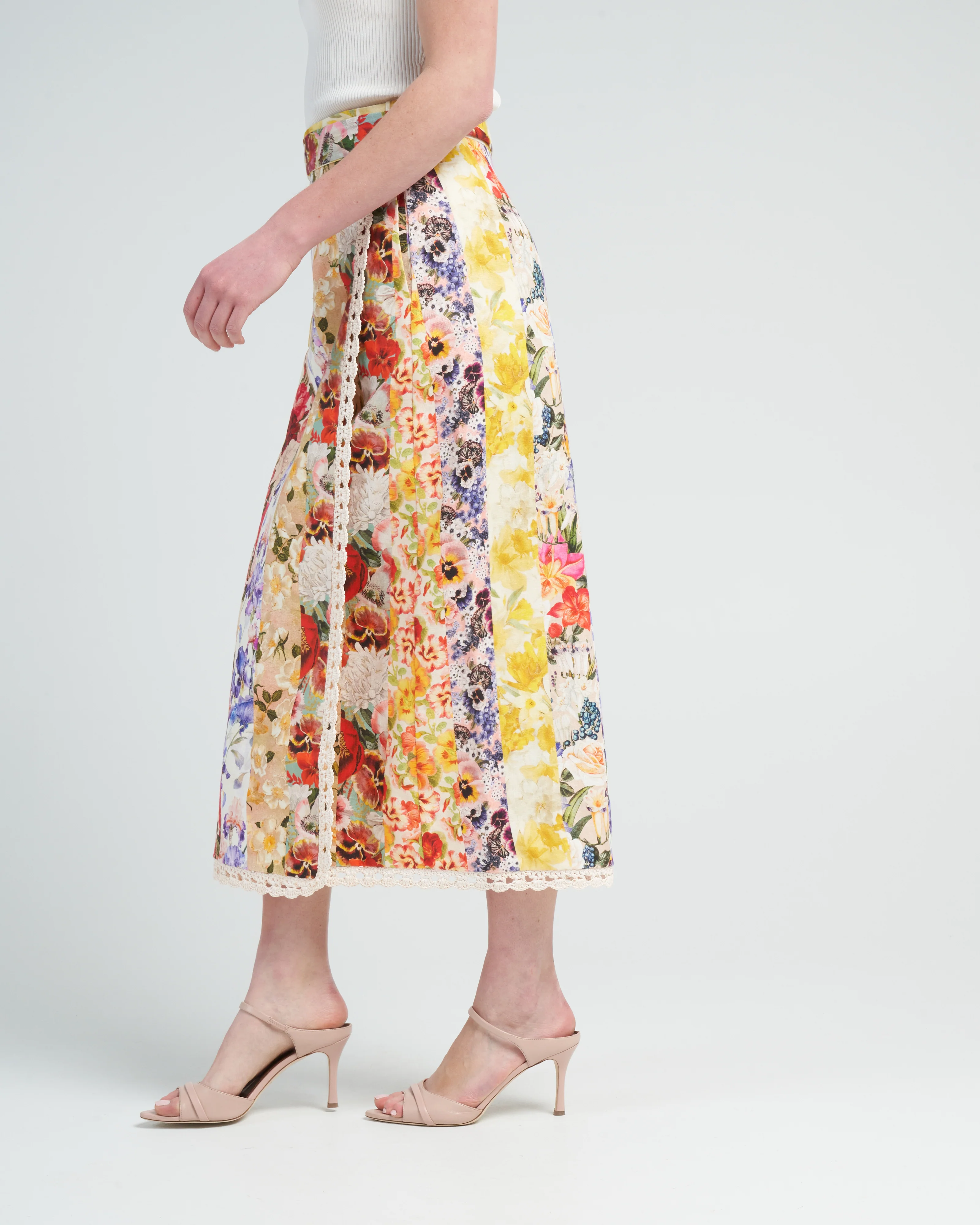 wonderland wrap skirt - spliced stripe floral - Image 3