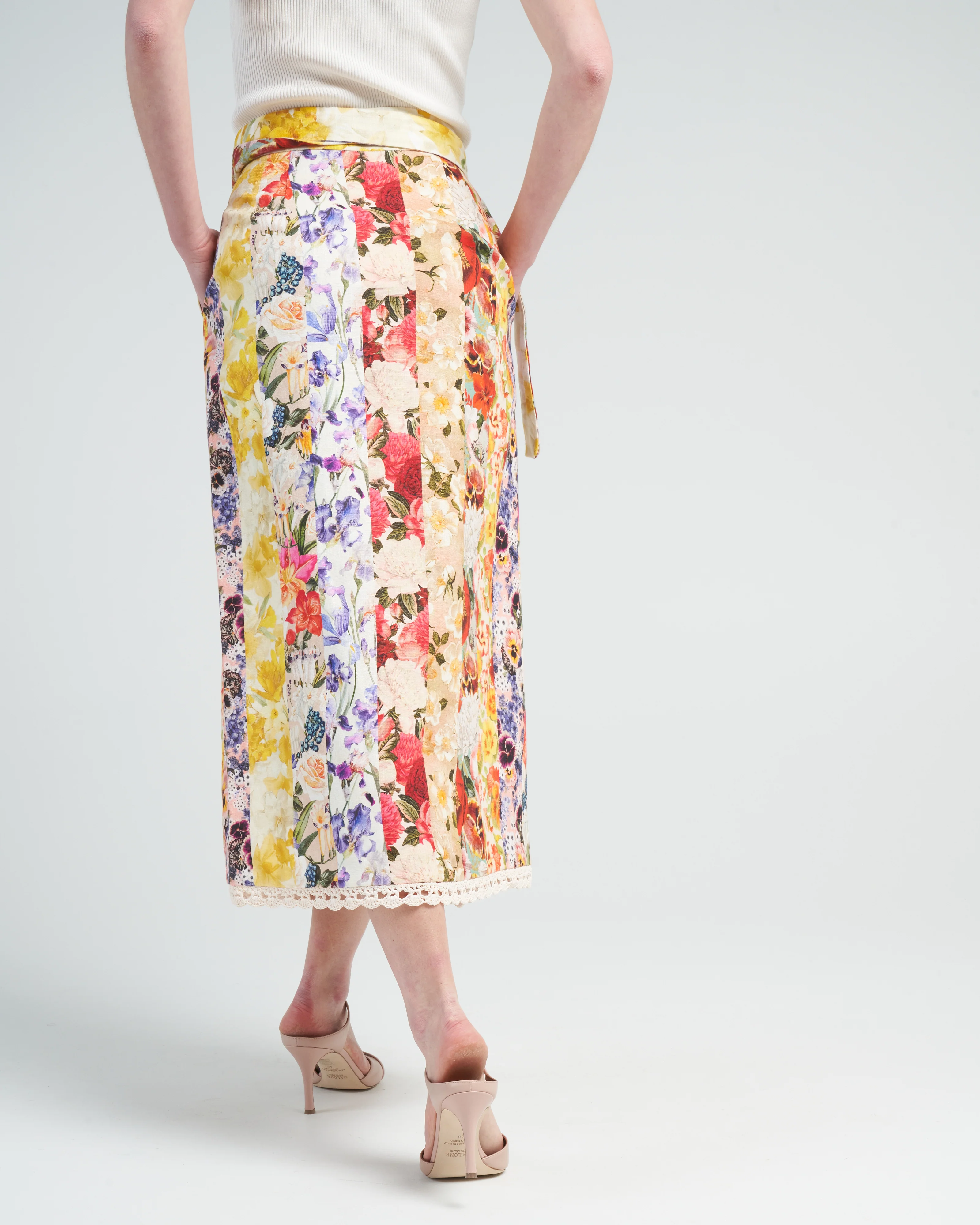 wonderland wrap skirt - spliced stripe floral - Image 4
