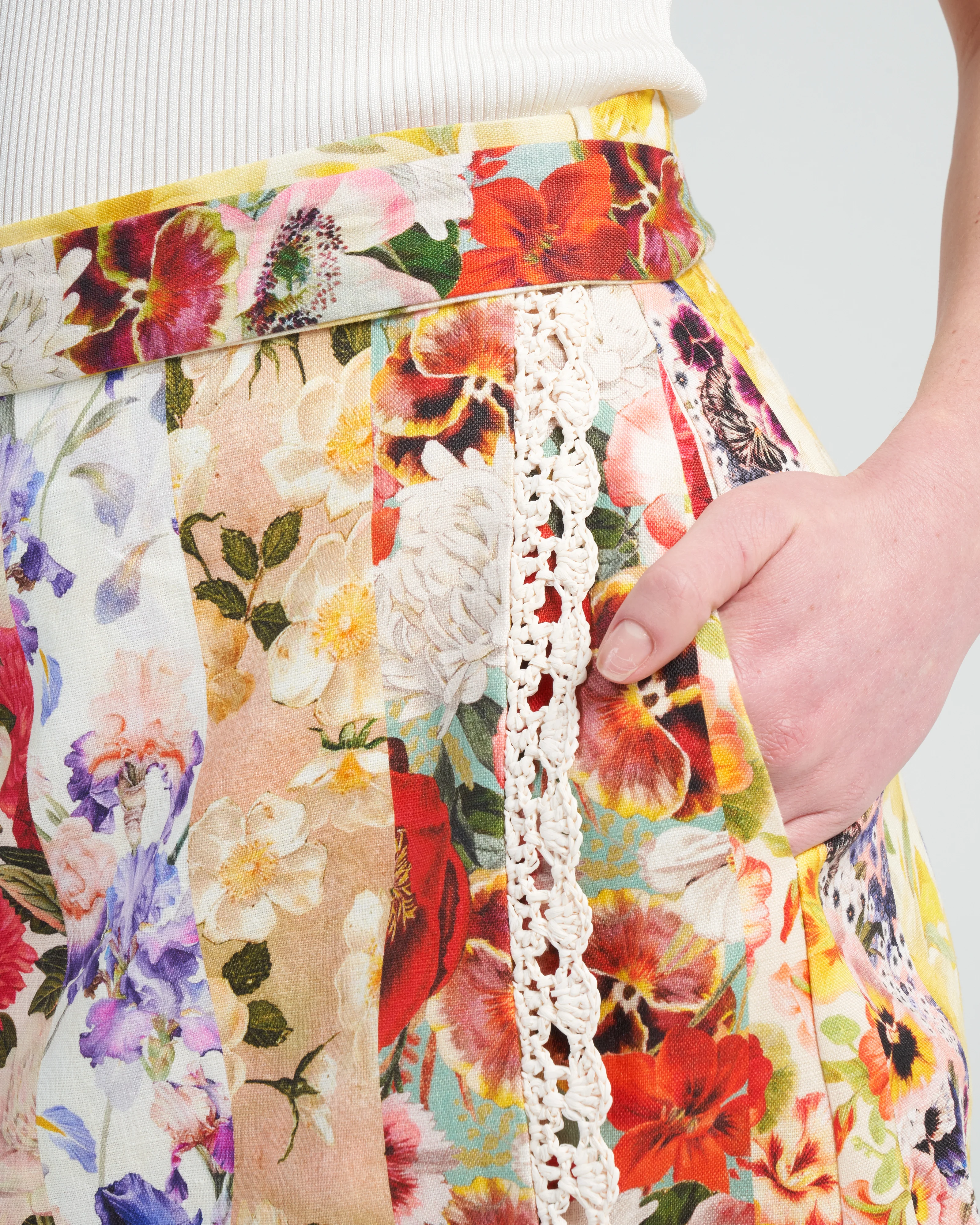 wonderland wrap skirt - spliced stripe floral - Image 5