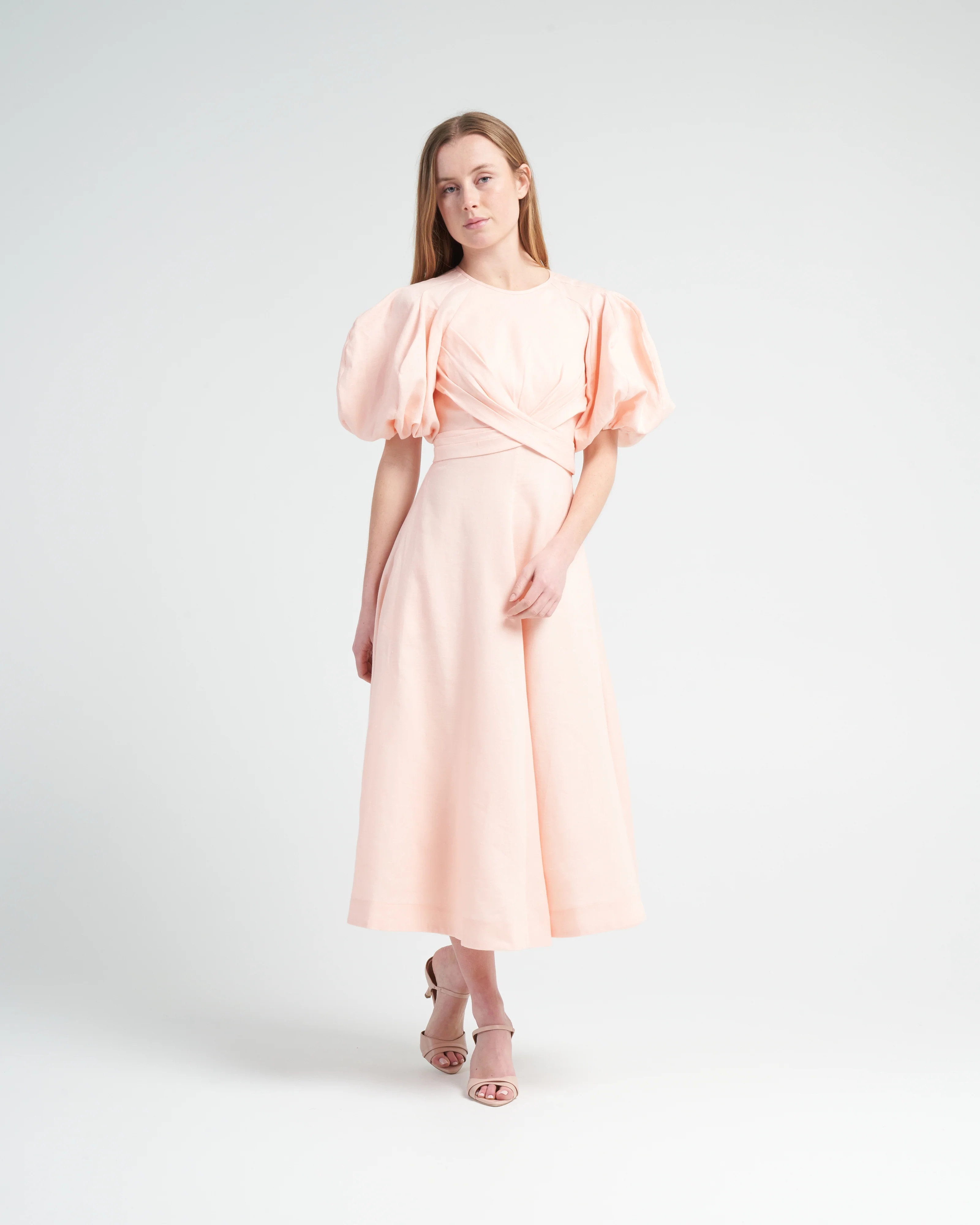 wrap midi dress - soft pink