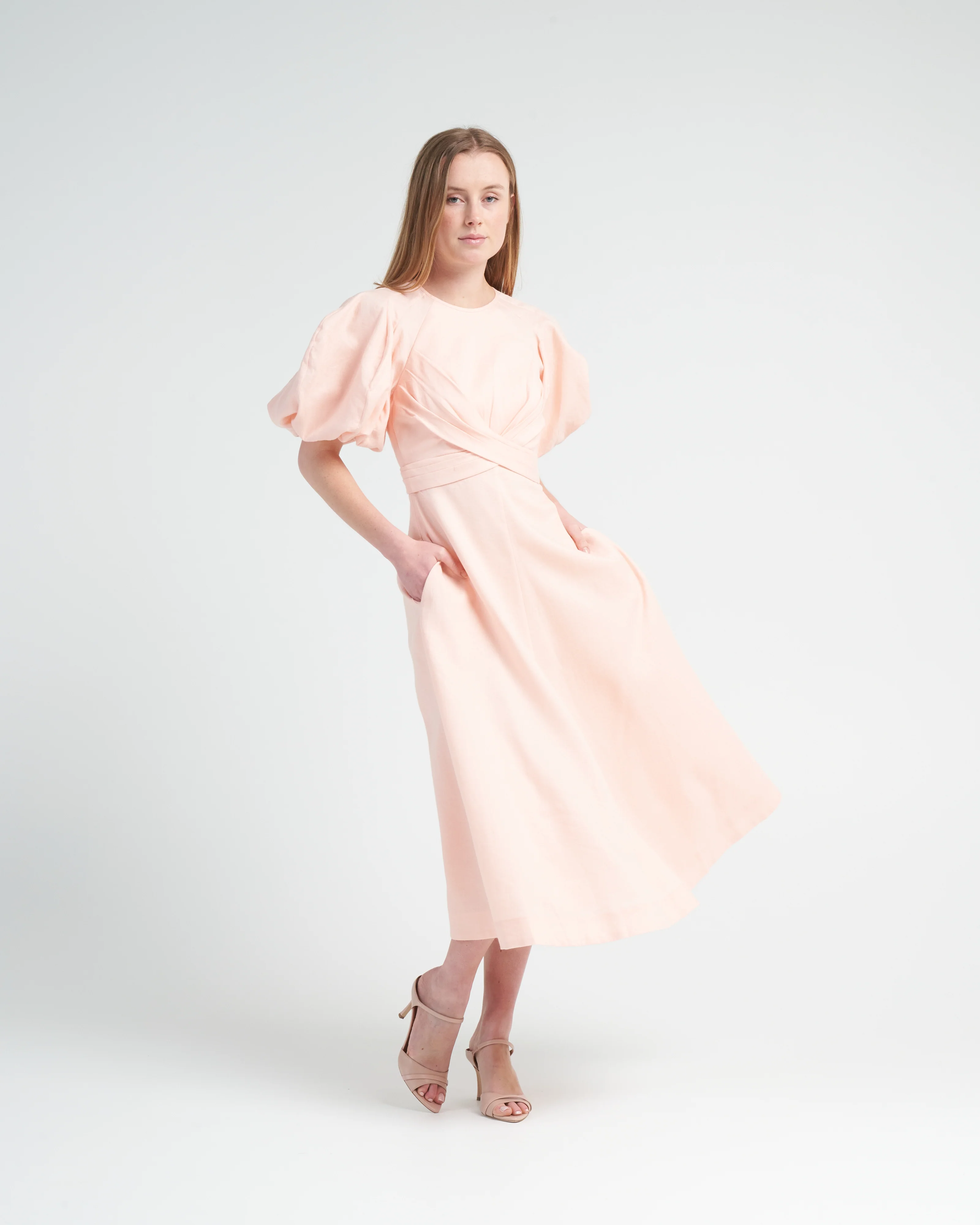 wrap midi dress - soft pink - Image 2